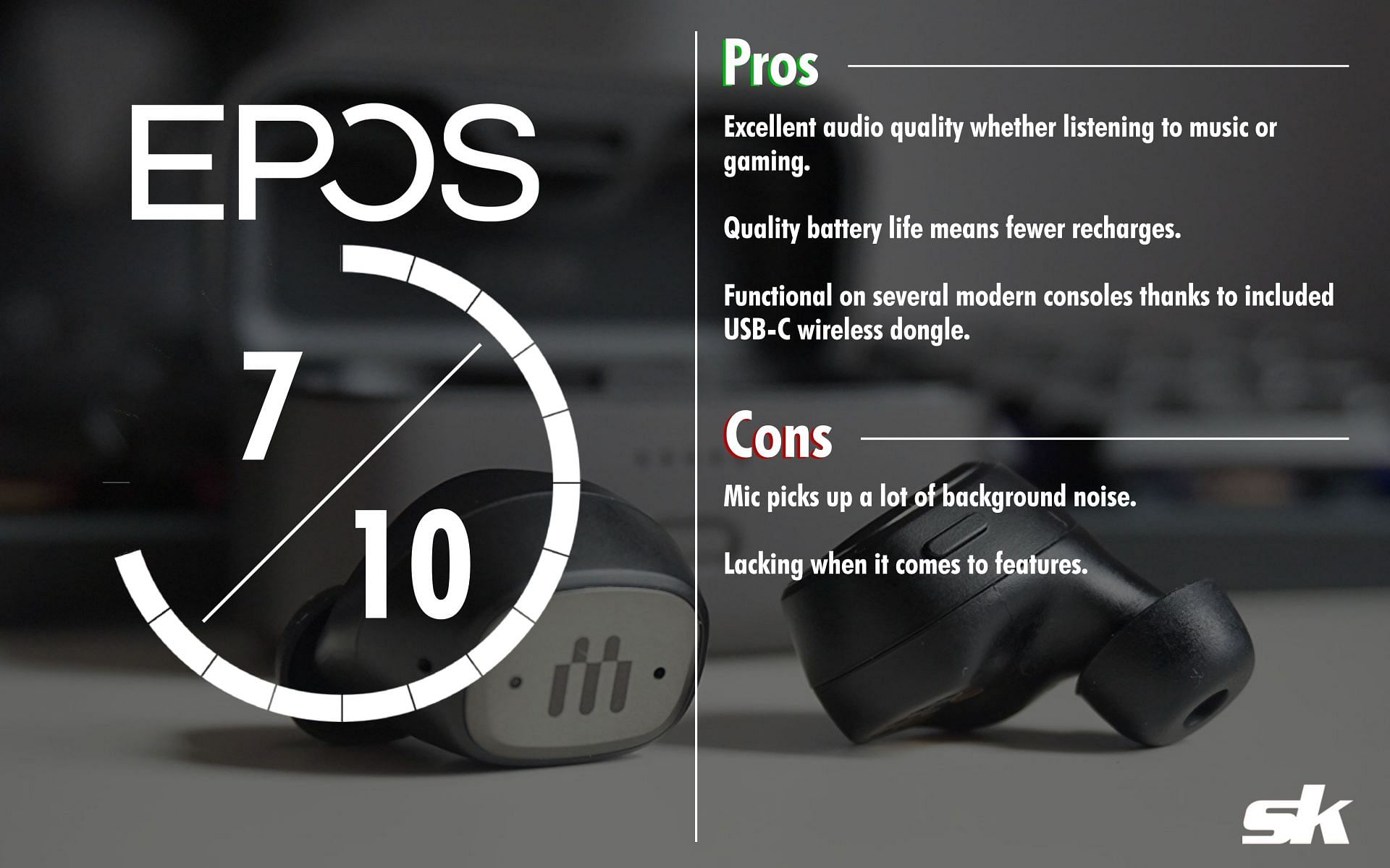 EPOS&#039; GTW 270 Hybrid is a solid offering, but does have some weaknesses (Image via Sportskeeda)