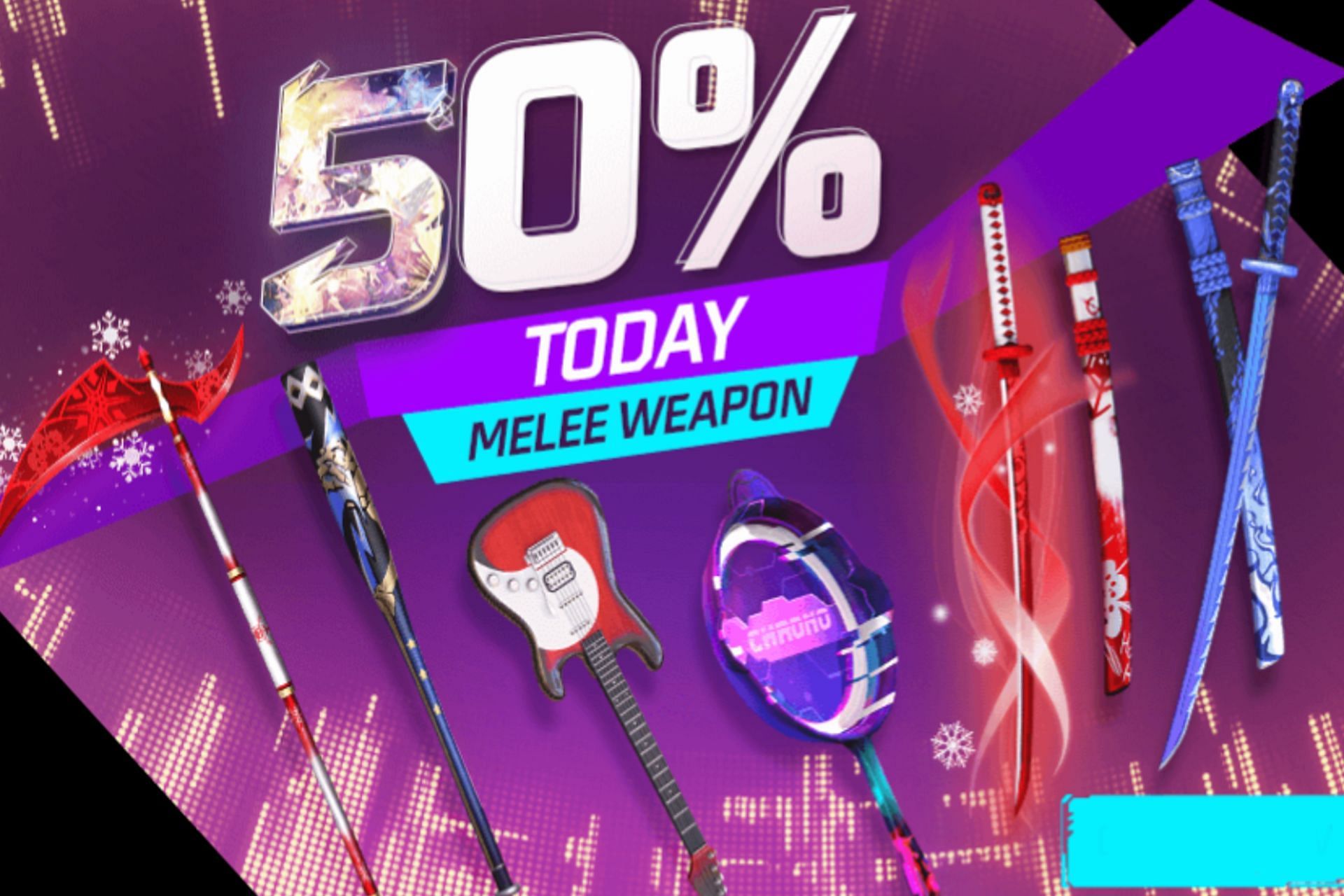 Melee weapon skins are available for 50% discount today in Free Fire MAX (Image via Garena)