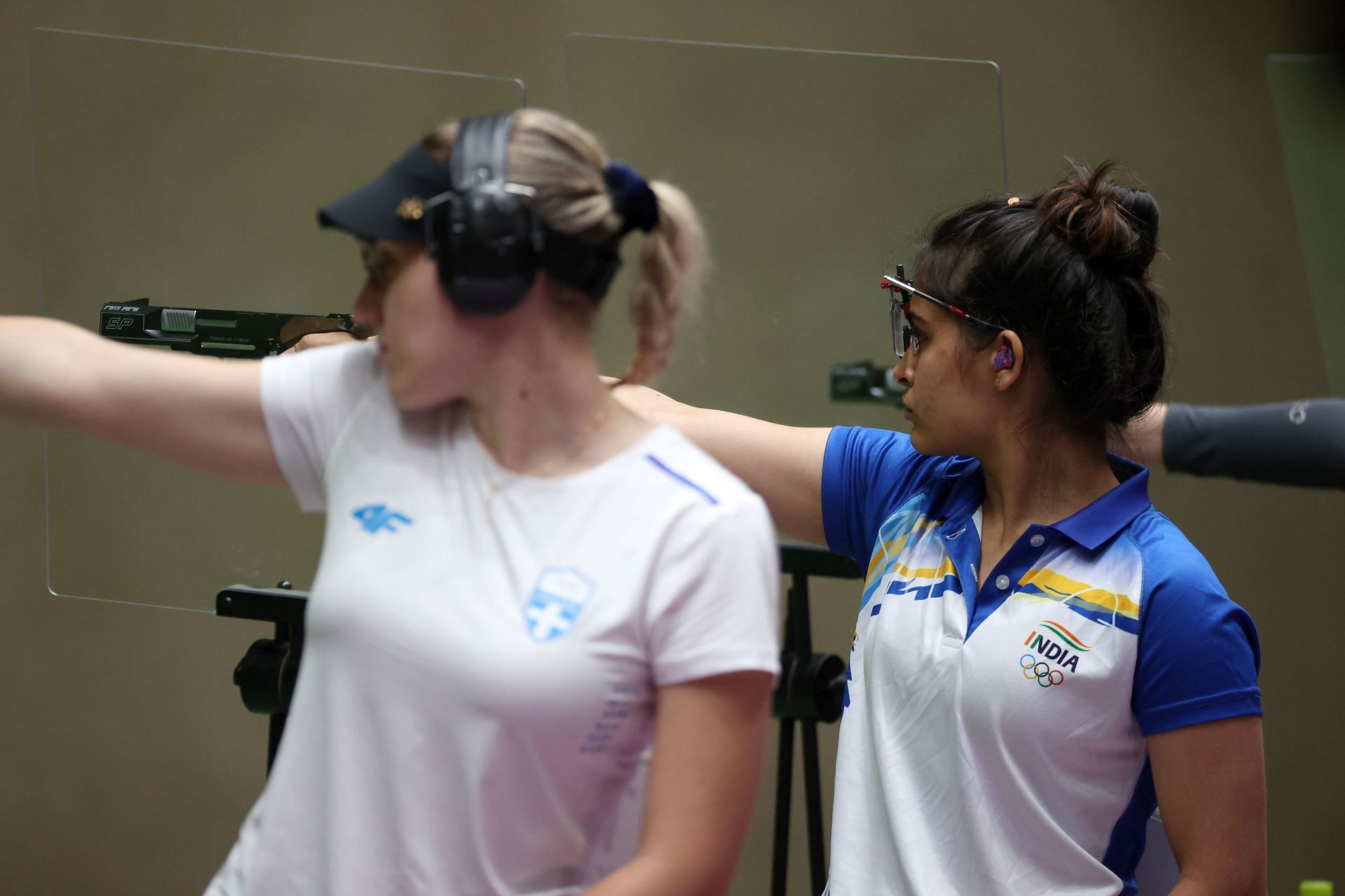 Manu Bhaker at 25m Pistol Women&#039;s Qualification, Tokyo 2020 Olympic Games. (Photo by Getty Images)