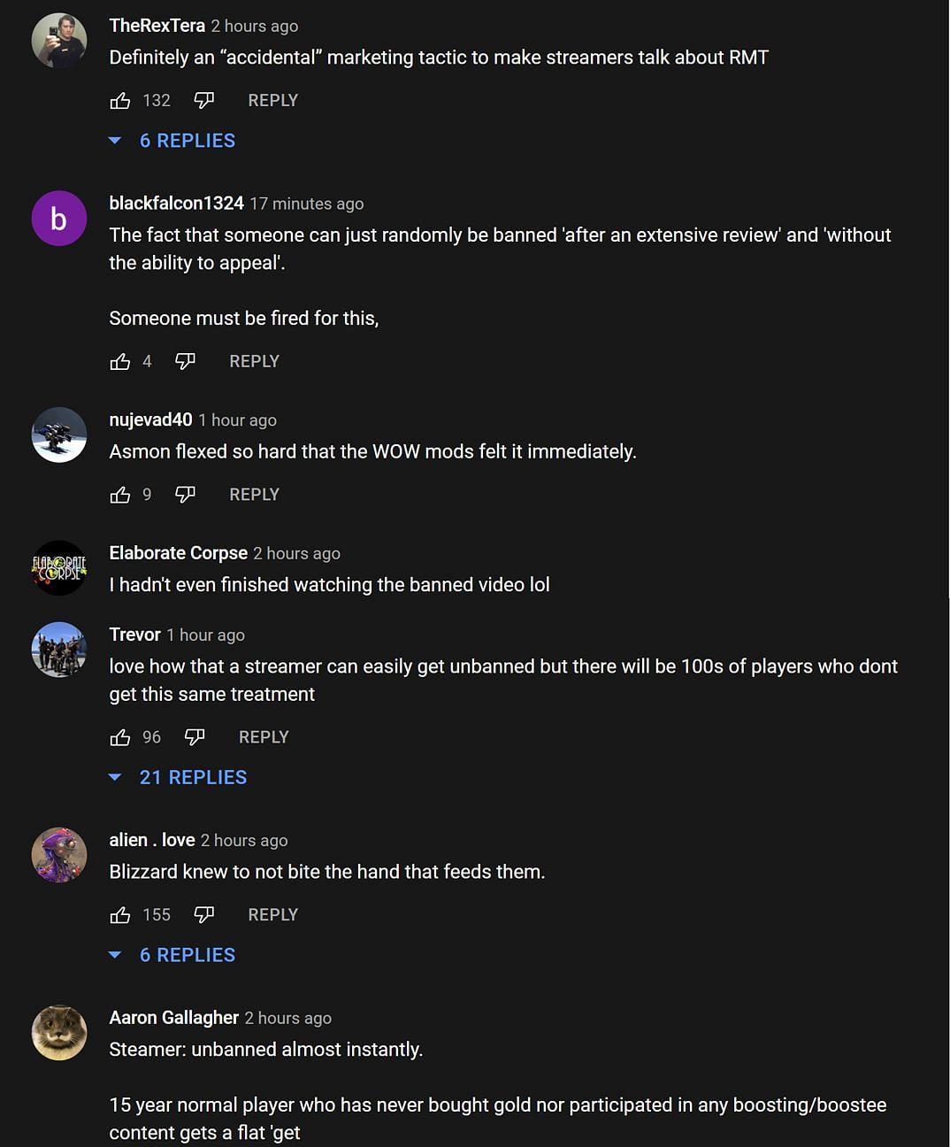 Fans reacting to the streamer getting unbanned from the MMORPG (Images via Asmongold Clips/YouTube)