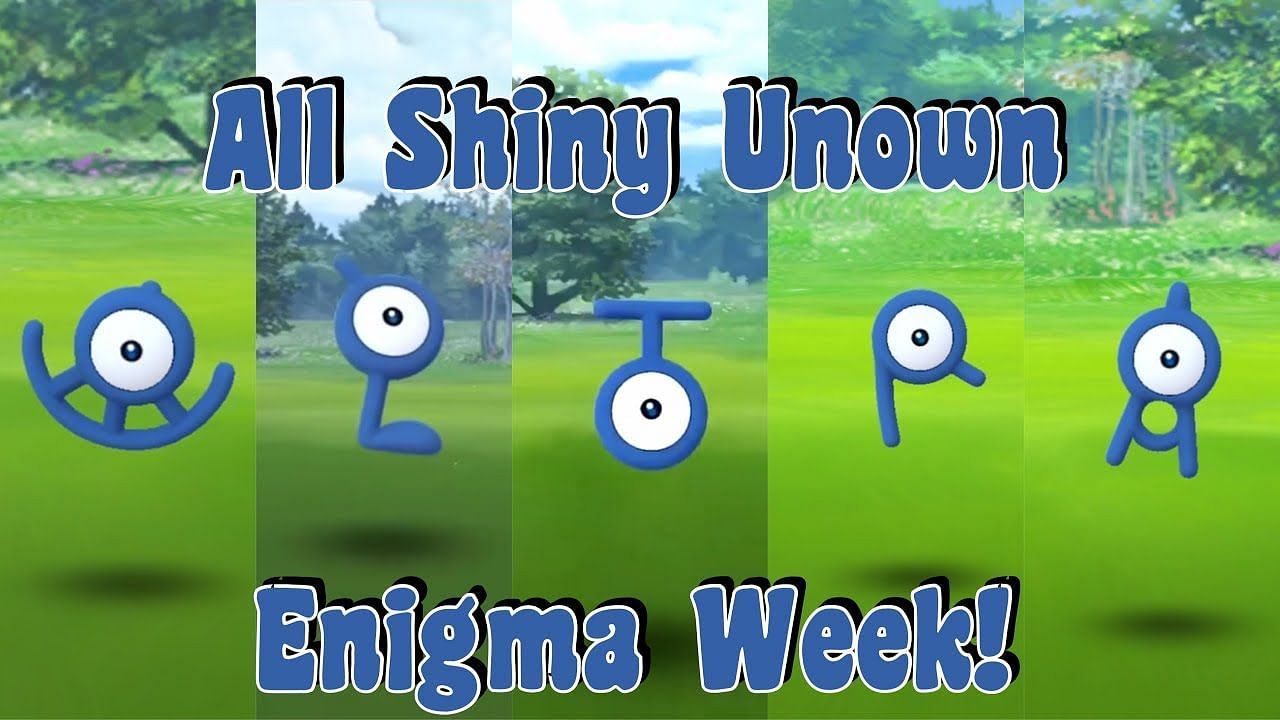 Various forms of Shiny Unown in Pokemon GO (Image via Critical Slacker/YouTube)