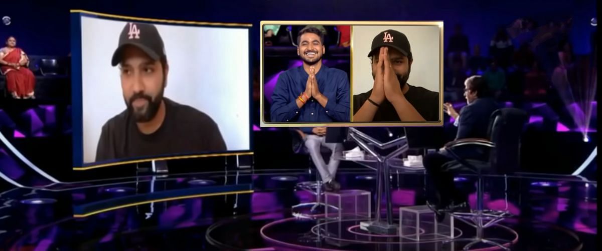 Rohit Sharma during a video call on KBC. Pic: Sony Entertainment Television