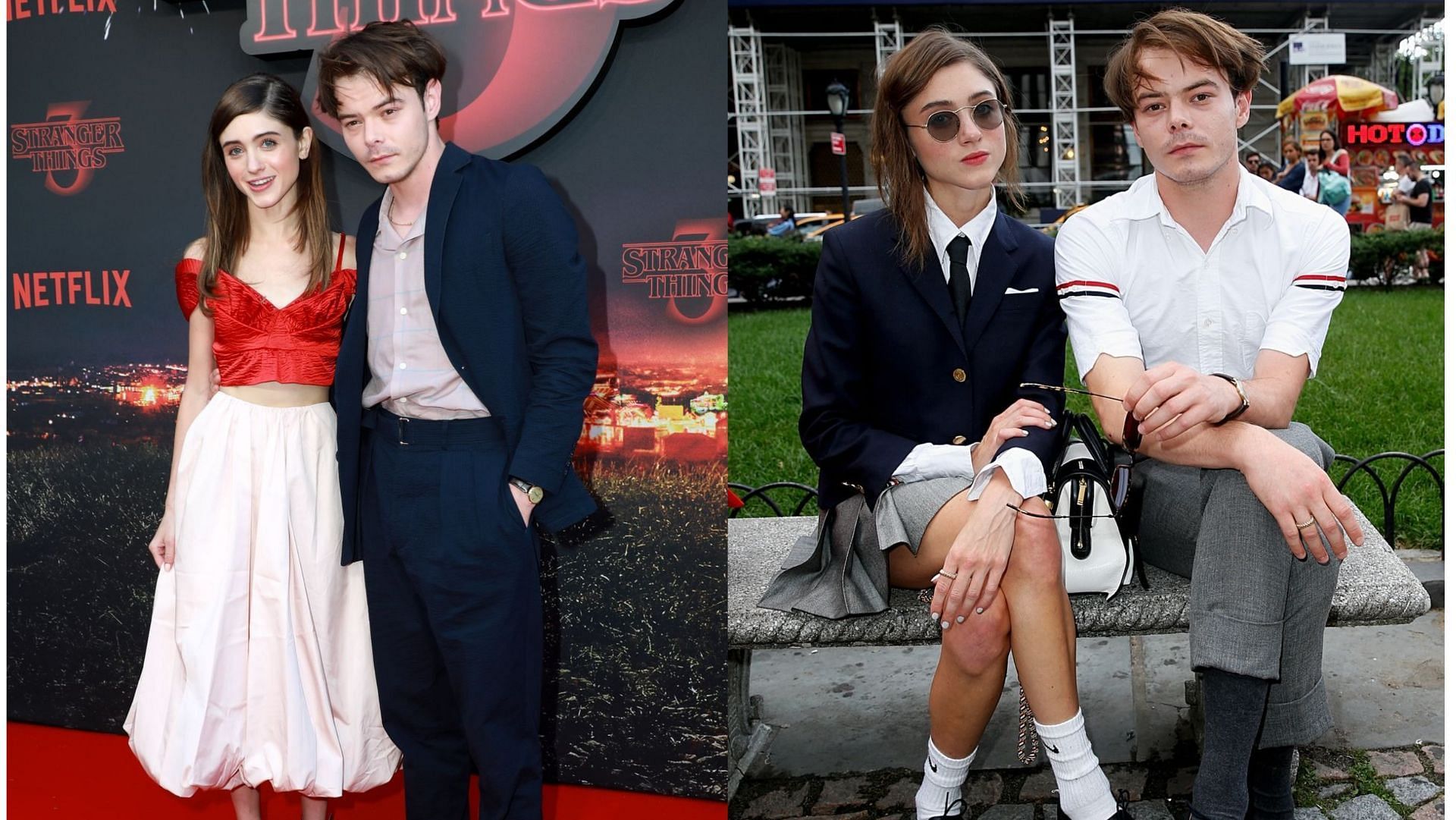 Natalia Dyer And Charlie Heaton (Image via Pierre Suu/Getty Images, and Dominik Bindl/Getty Images)