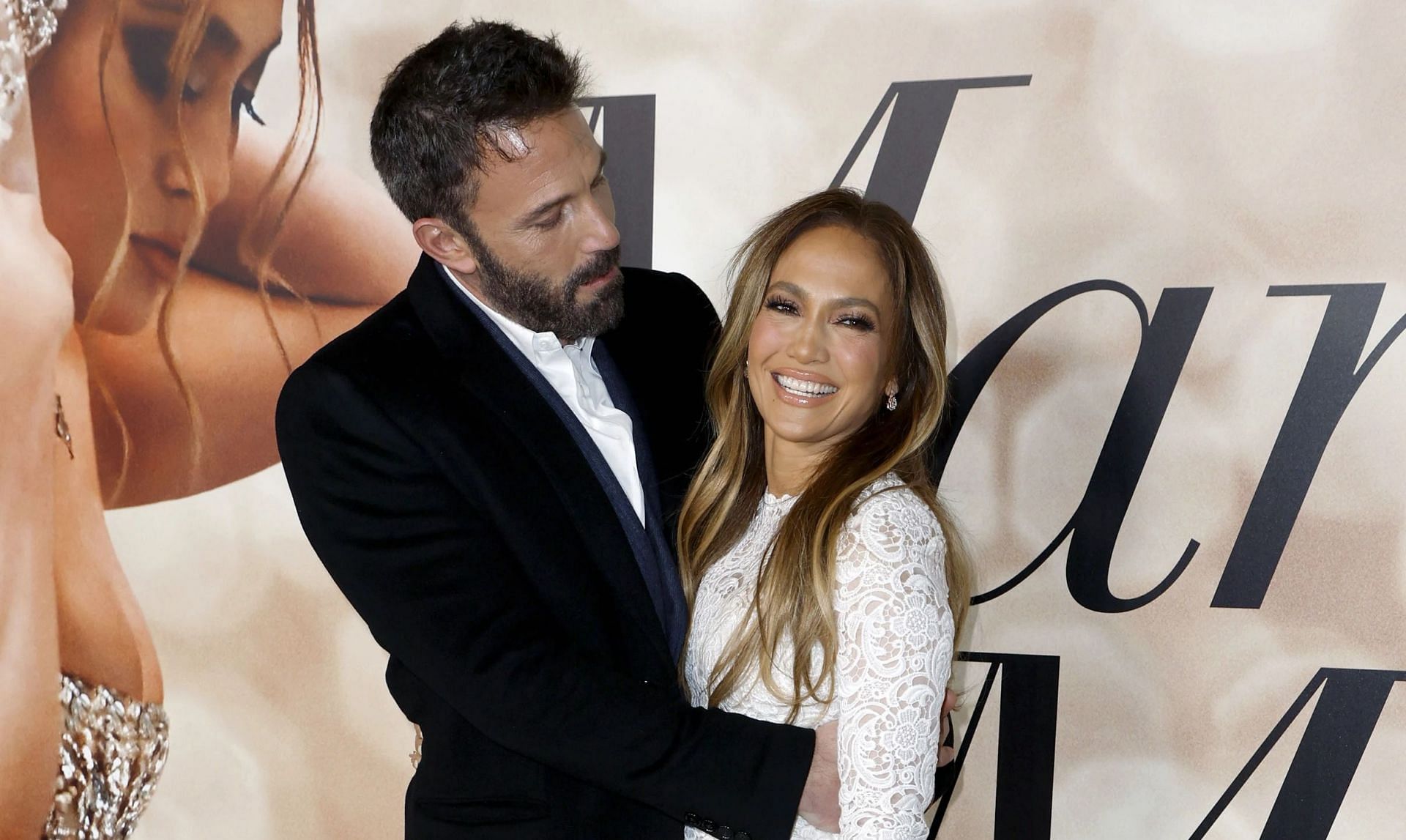 Ben Affleck and Jennifer Lopez at the February premiere of her new film &#039;Marry Me&#039; (Image via Frazer Harrison/Getty Images)marry