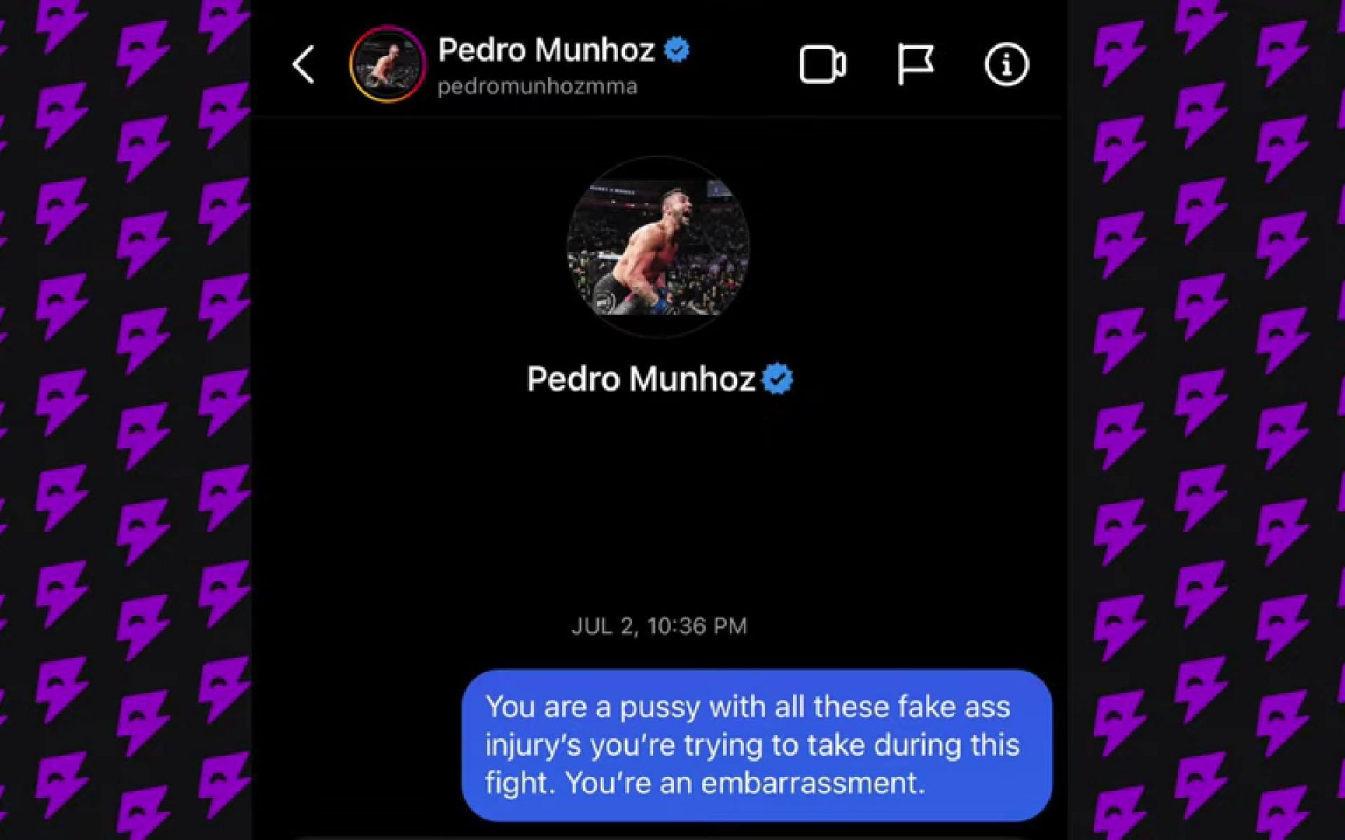 Jake Paul's DM to Pedro Munhoz