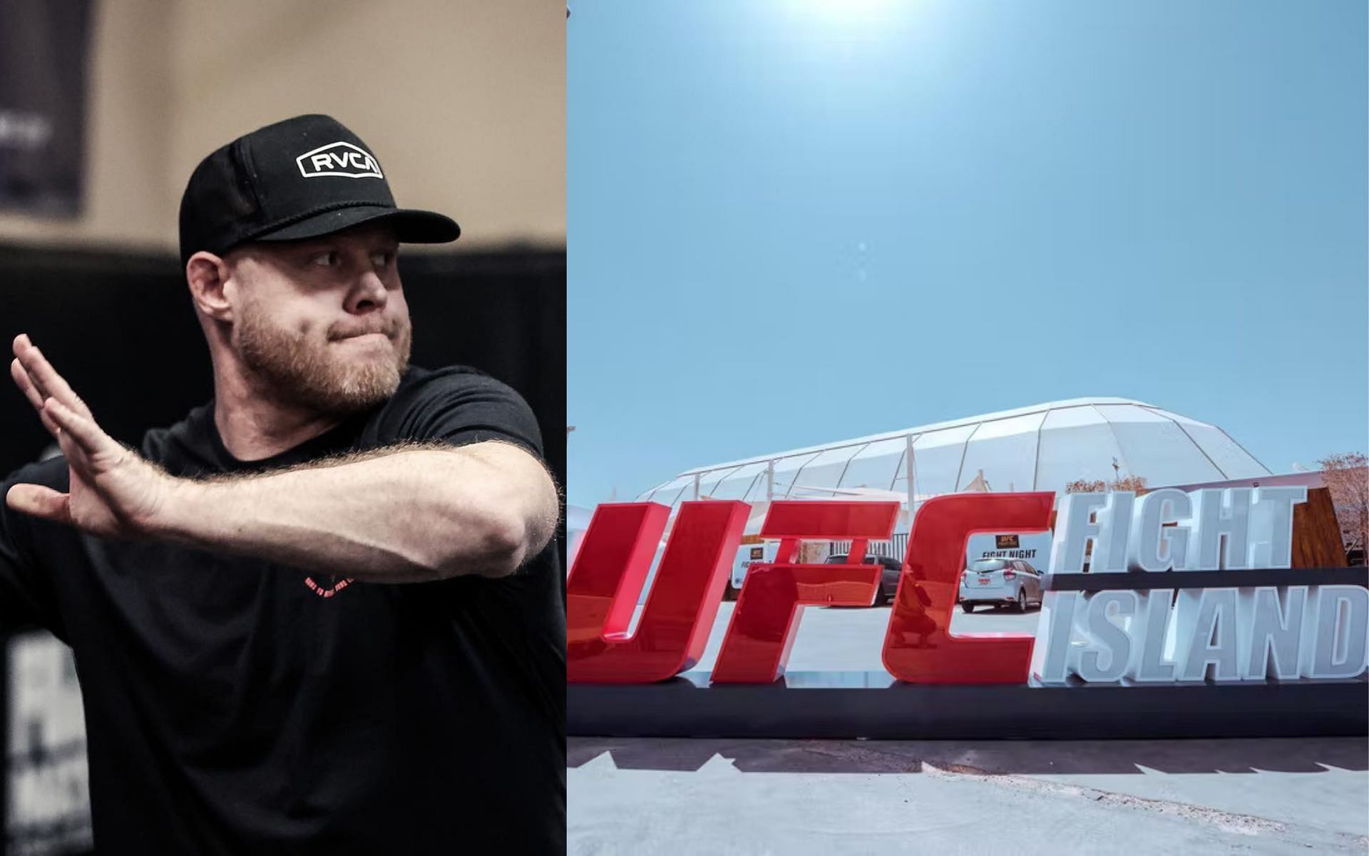 Eric Nicksick (left) and UFC Fight Island (right) [Images via @eric_xcmma on Instagram and @SportBusiness]