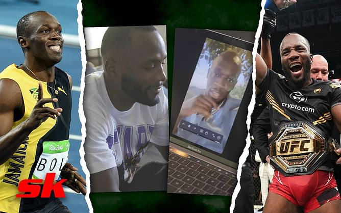 Watch: New UFC welterweight champion Leon Edwards gets encouraged by Usain Bolt before Kamaru Usman title fight at UFC 278