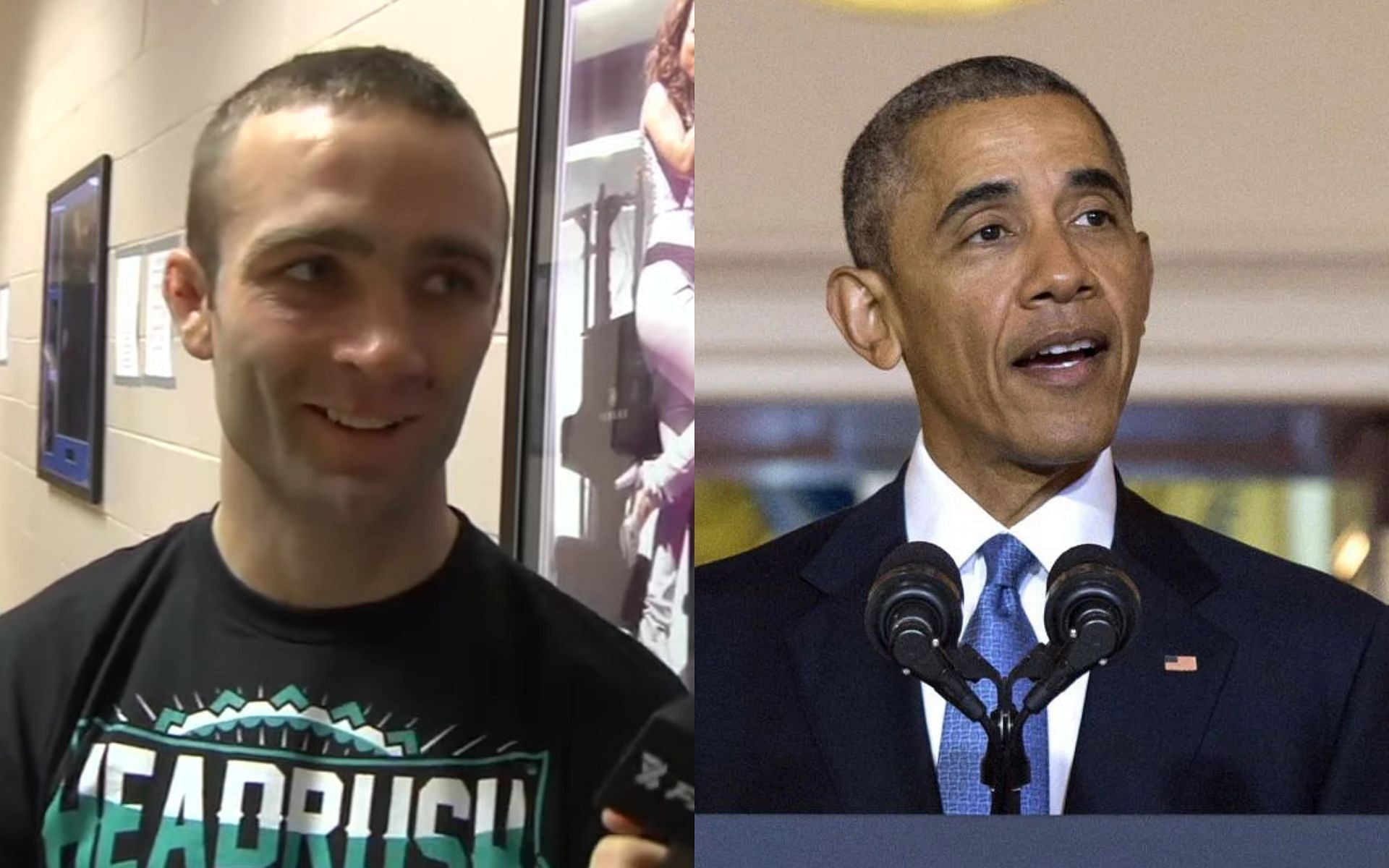 Jacob Volkmann (left), Barack Obama (right) [Images courtesy of Ariel Helwani on YouTube]