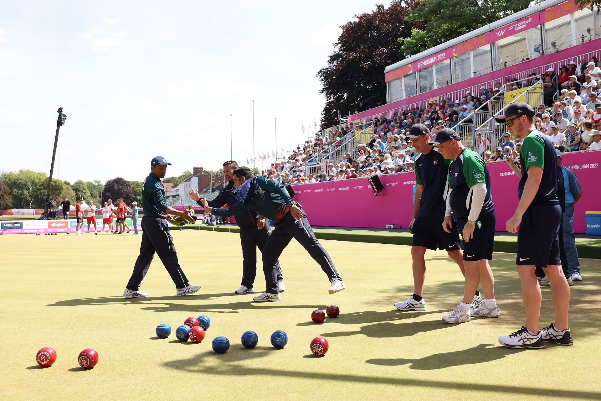 The Indian men&#039;s Lawn Bowls team in action in the final. (PC: Getty Images)