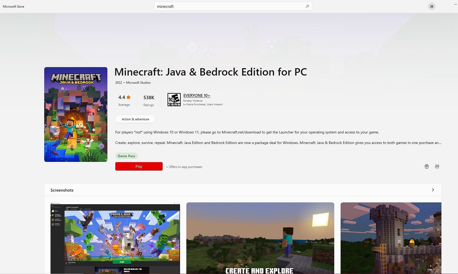 The game&#039;s page on the Windows Store (Image via Windows Store)