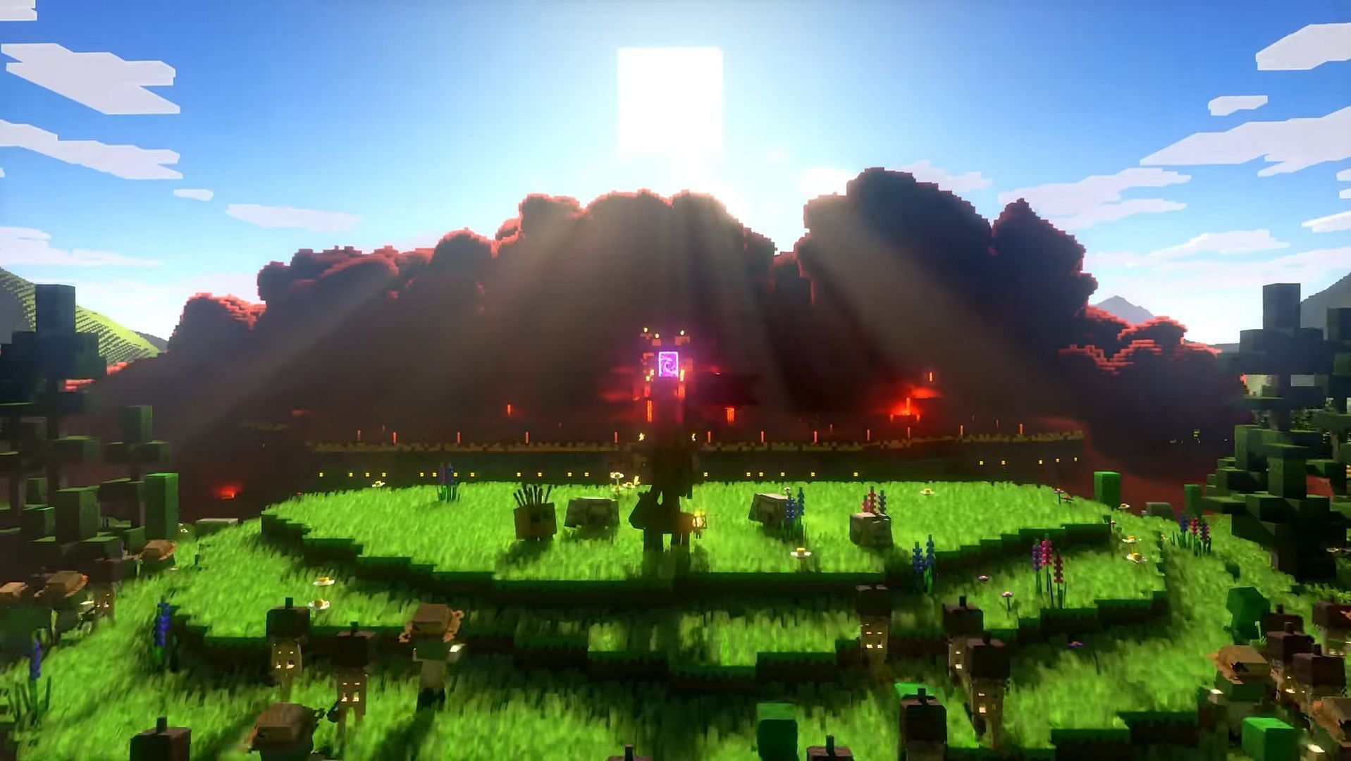 The player will protect the Overworld from Nether corruption in Minecraft Legends (Image via YouTube/Minecraft)