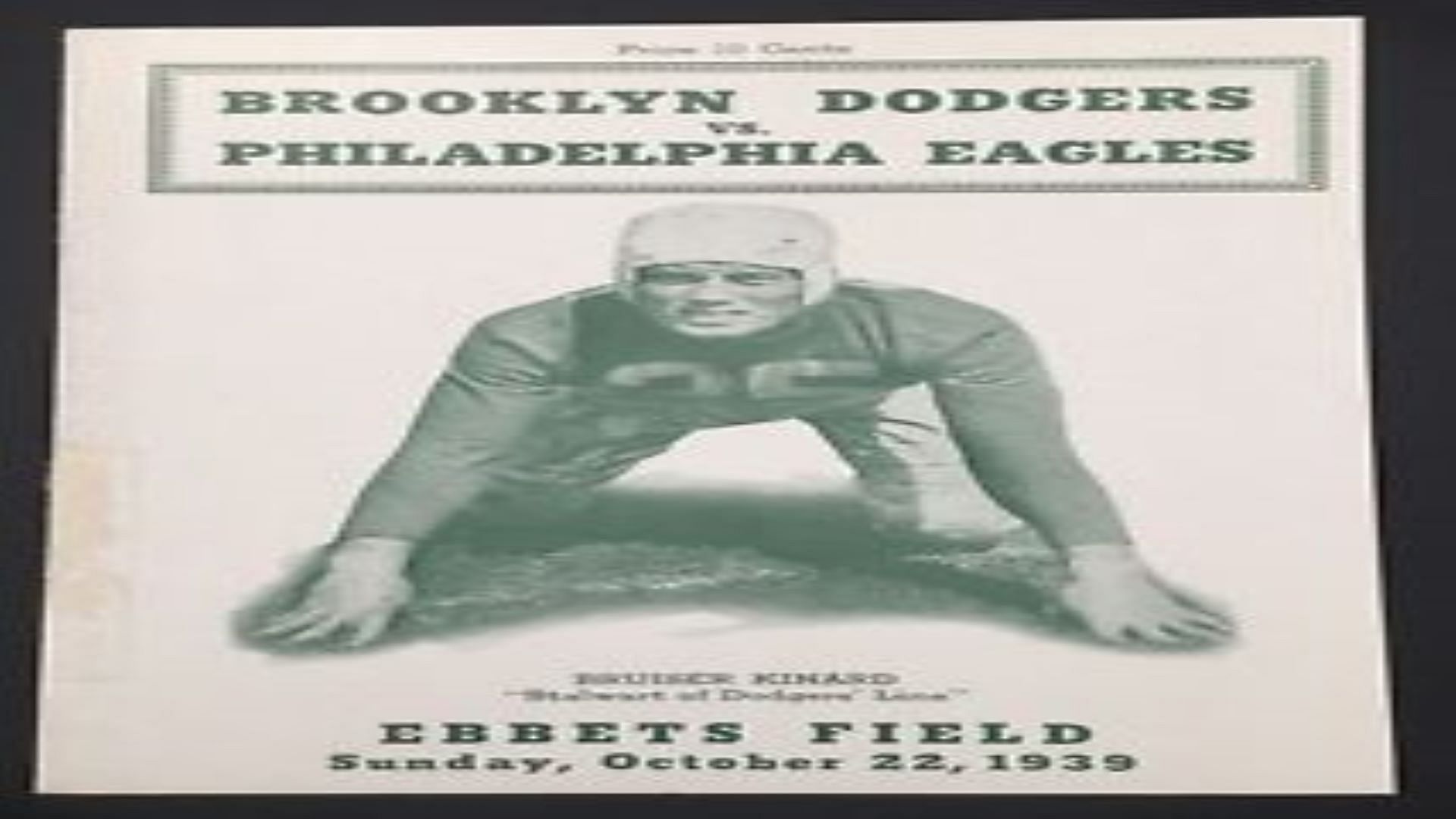 Program from the first ever televised NFL game