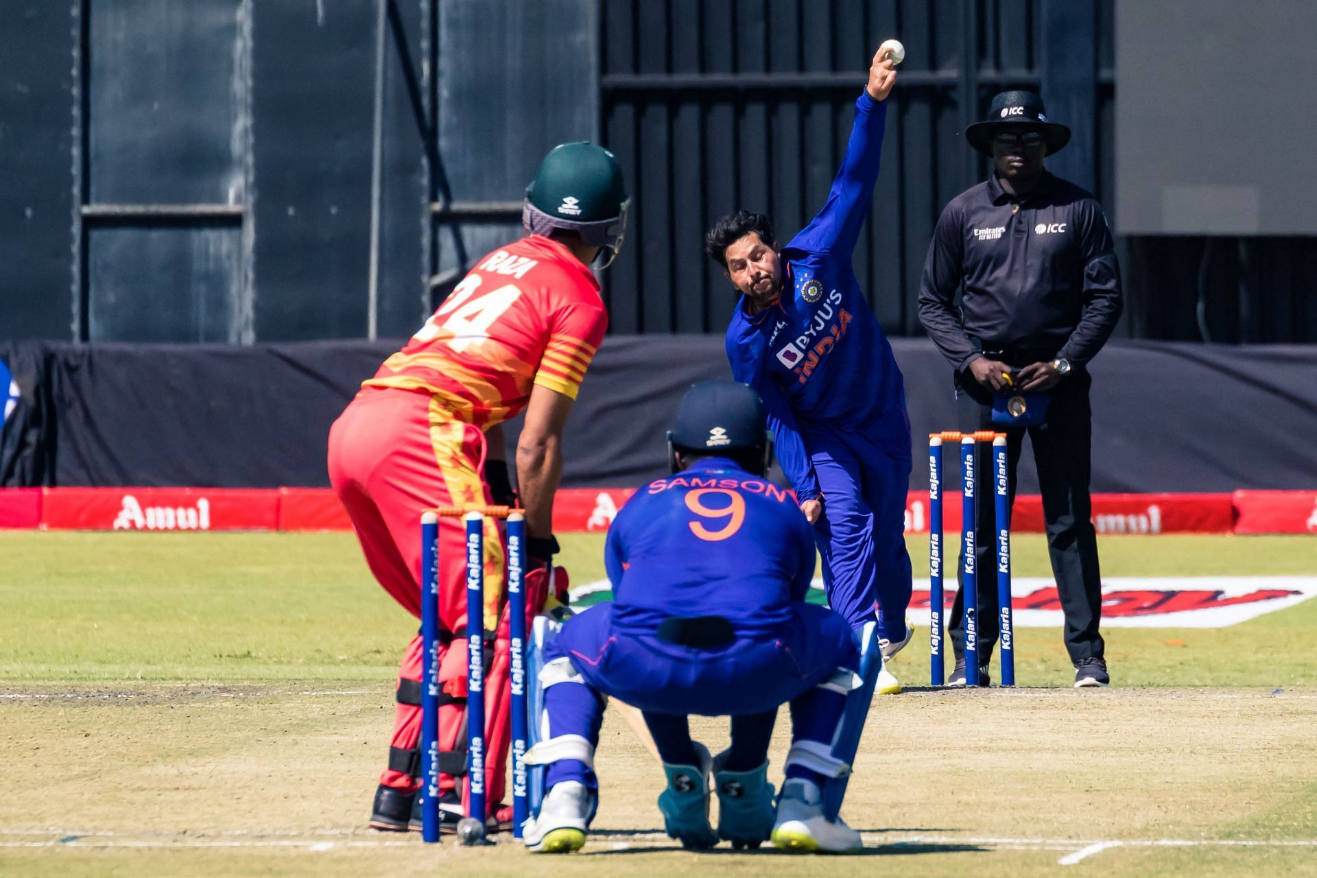 Kuldeep Yadav dismissed Sikandar Raza in the second ODI against Zimbabwe [P/C: Twitter/ICC]
