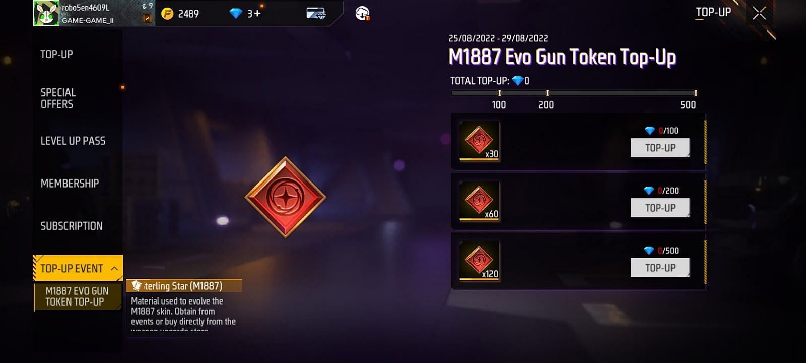 Rewards in the ongoing Free Fire MAX top-up event (Image via Garena)