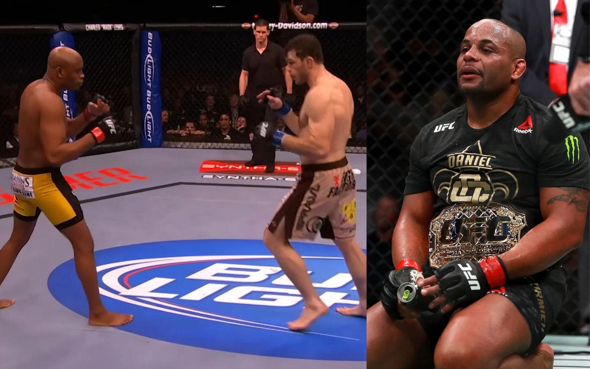 Anderson Silva vs. Forrest Griffin @ UFC101 (left) [Image courtesy of UFC Youtube account.] and Daniel Cormier (right)