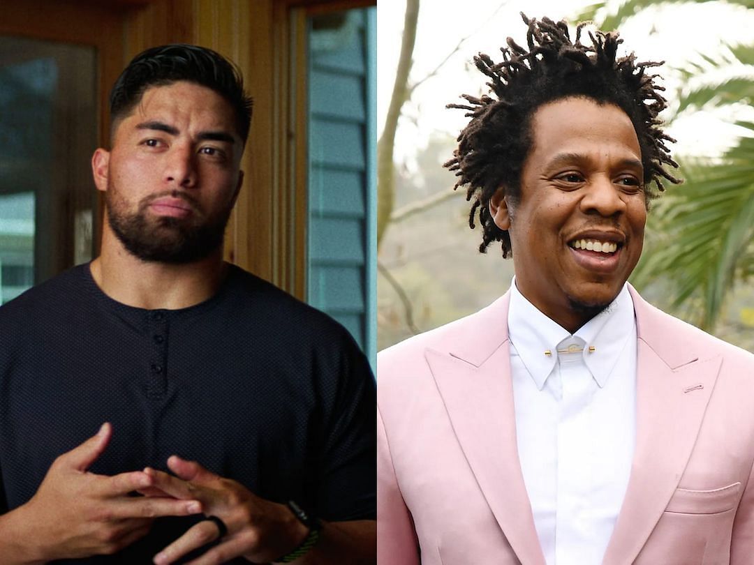 Former NFL LB Manti Te&#039;o (l) and rapper and entrepreneur Jay-Z (r)