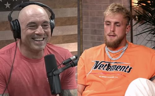 Joe Rogan (left), Jake Paul (right) - Images via @PowerfulJRE and @FLAGRANT on YouTube