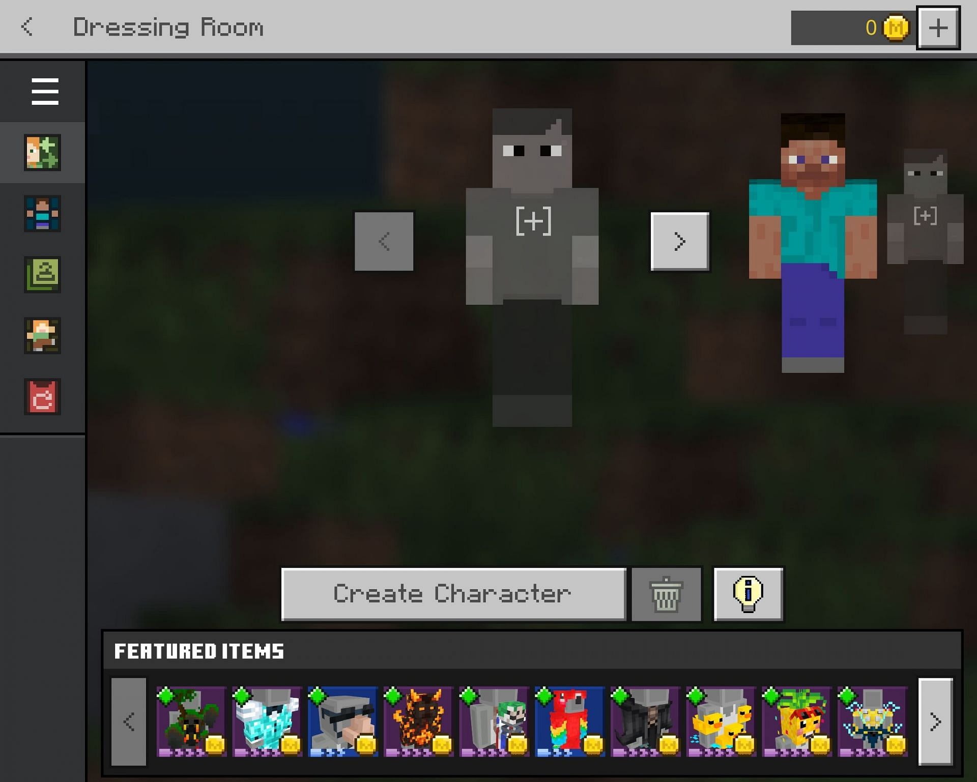 An example of an empty skin slot (Image via Minecraft)