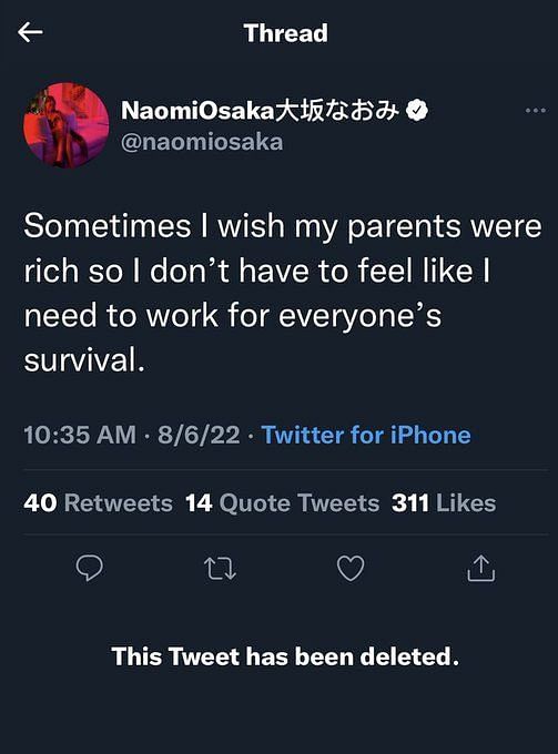 How are you a multimillionaire & you're complaining about supporting your  parents, people support their families with much less - Tennis fans react  to Naomi Osaka's tweet on working for her family's