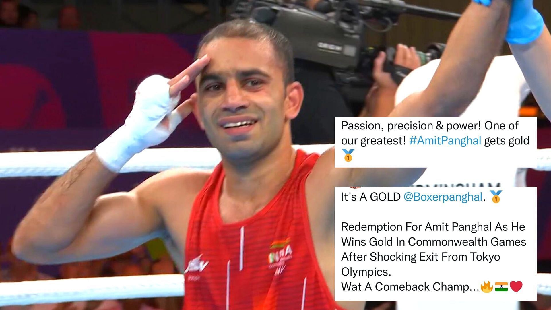 CWG 2022 gold medallist Indian boxer Amit Panghal (Image credits: Screengrab from SonyLiv)