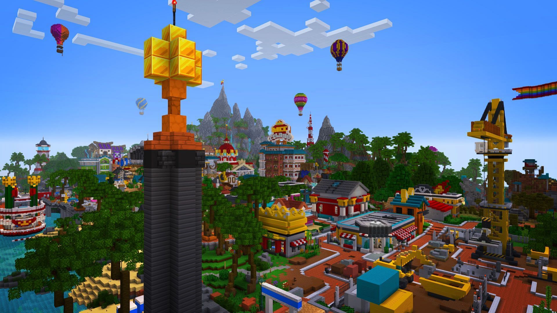 A landscape view of the Minecraft Championship Island server&#039;s island (Image via MCC)