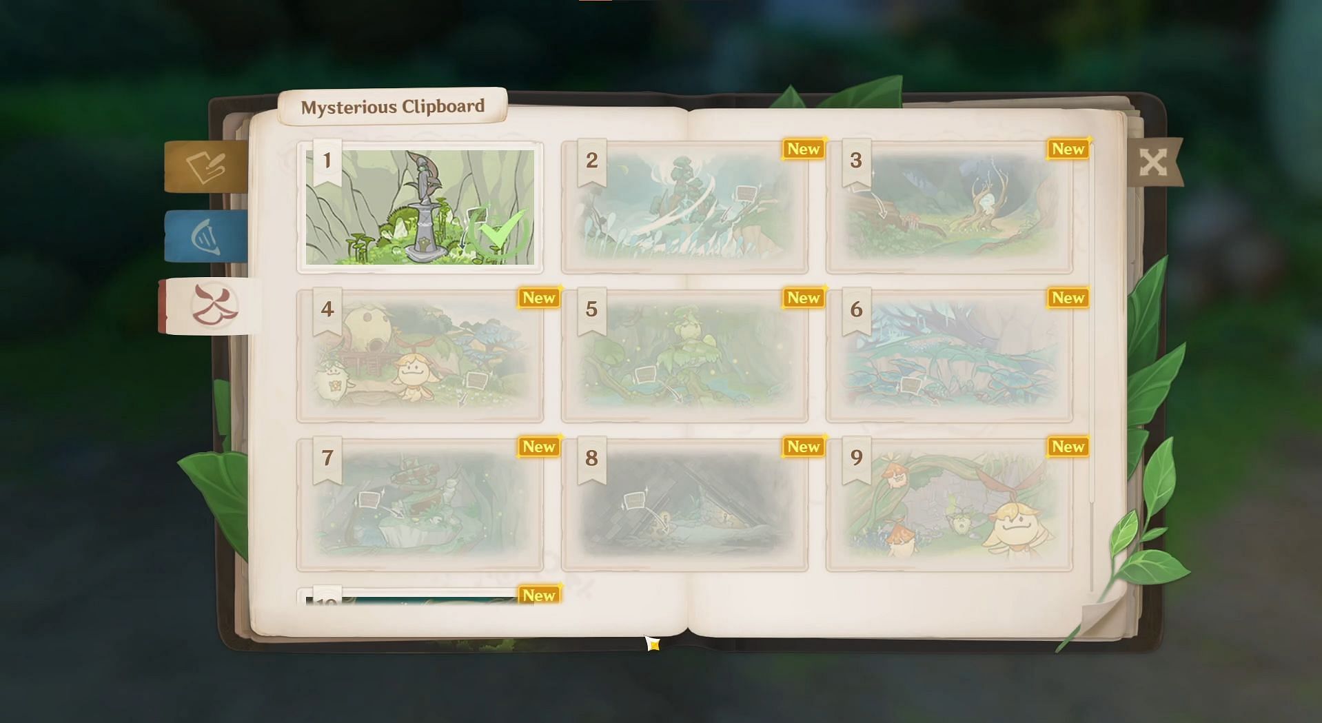 All 10 paintings in Aranyaka gadget (Image via HoYoverse)