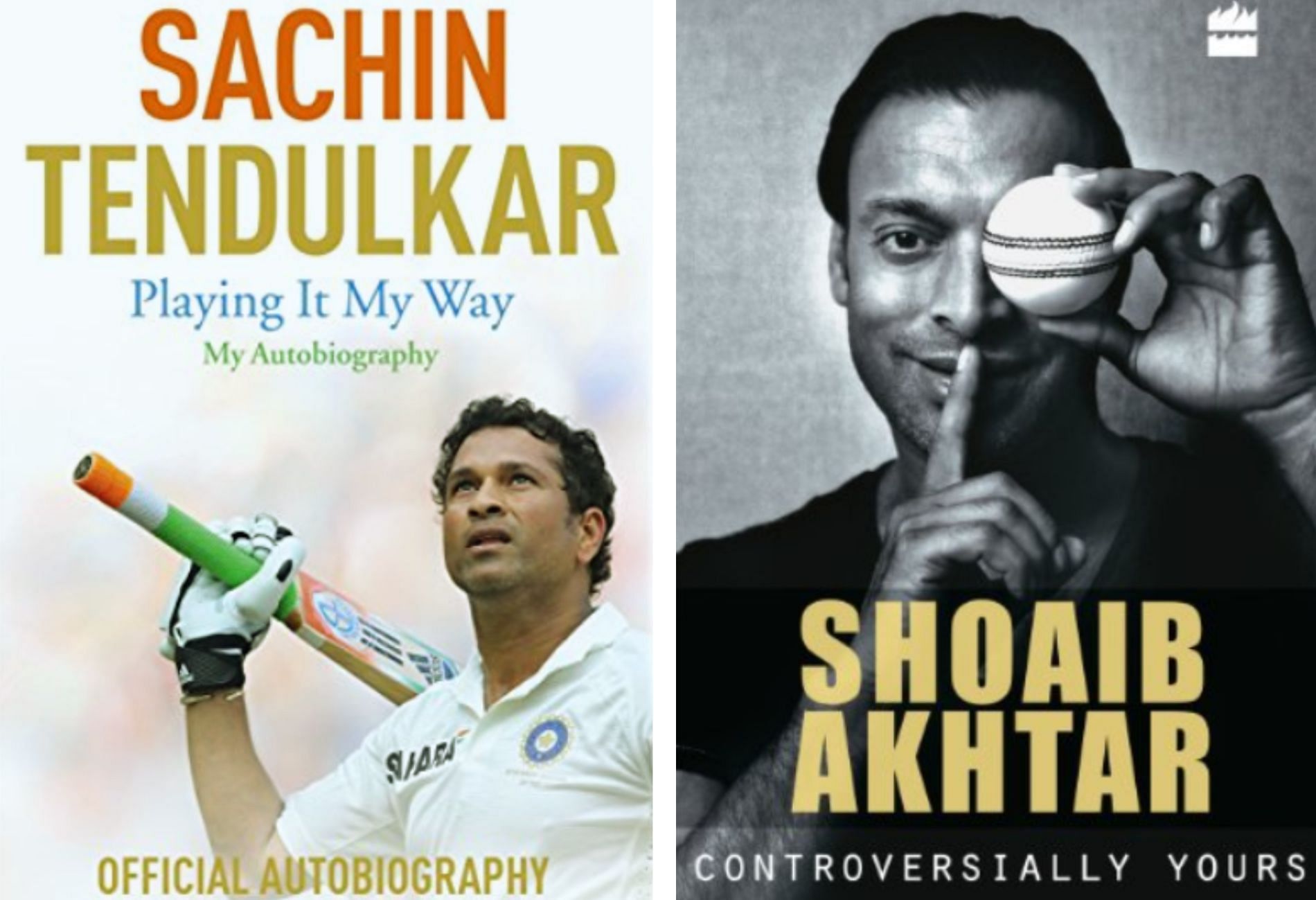 Book covers of former cricketers Sachin Tendulkar&#039;s (left) and Shoaib Akhtar&rsquo;s autobiographies. Credits: Amazon.in