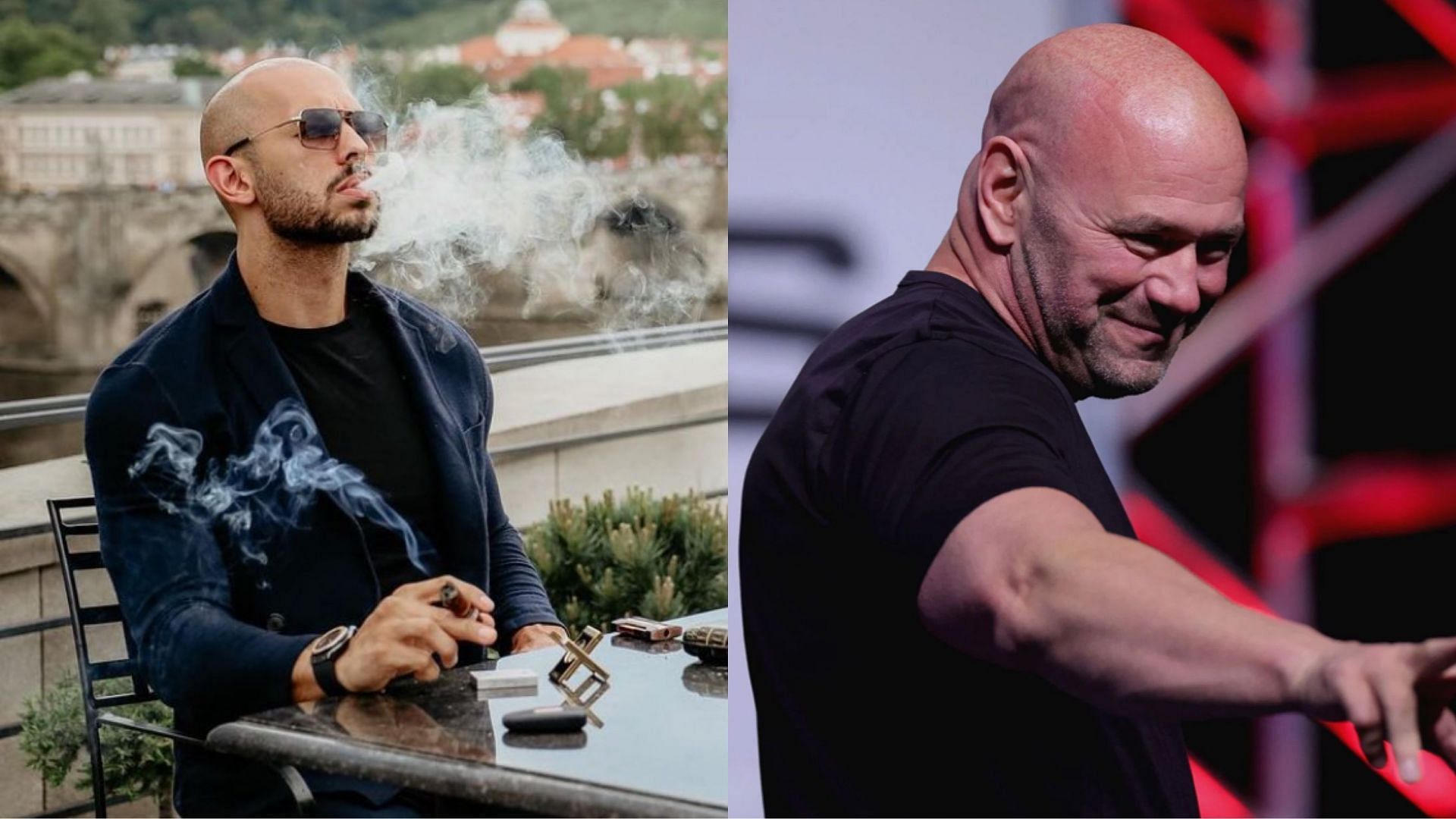 Andrew Tate [L] (@cobratate), Dana White [R] [Images courtesy of Instagram and Getty]