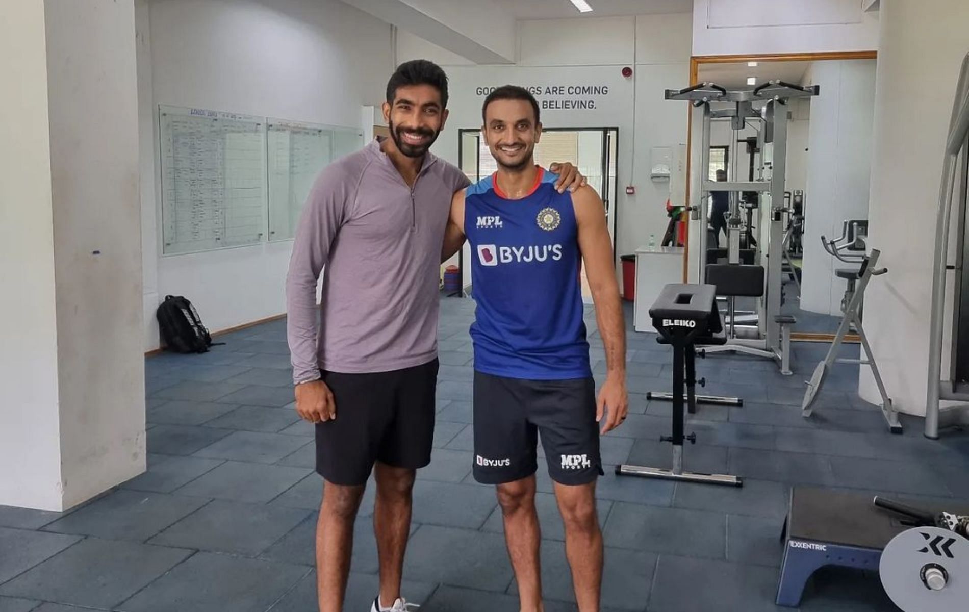 Jasprit Bumrah (L) and Harshal Patel. (Pic: Instagram)