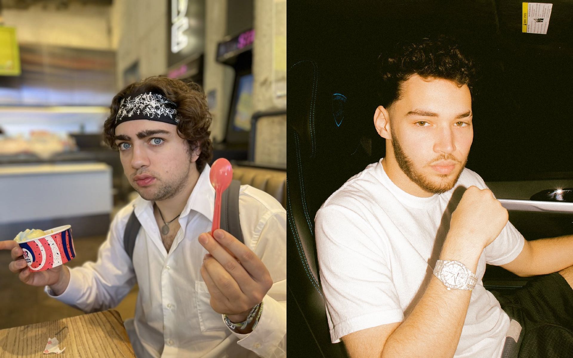 Mizkif reacts to a YouTube video and provides his take on Adin Ross (Images via Mizkif and Adin Ross/Twitter)