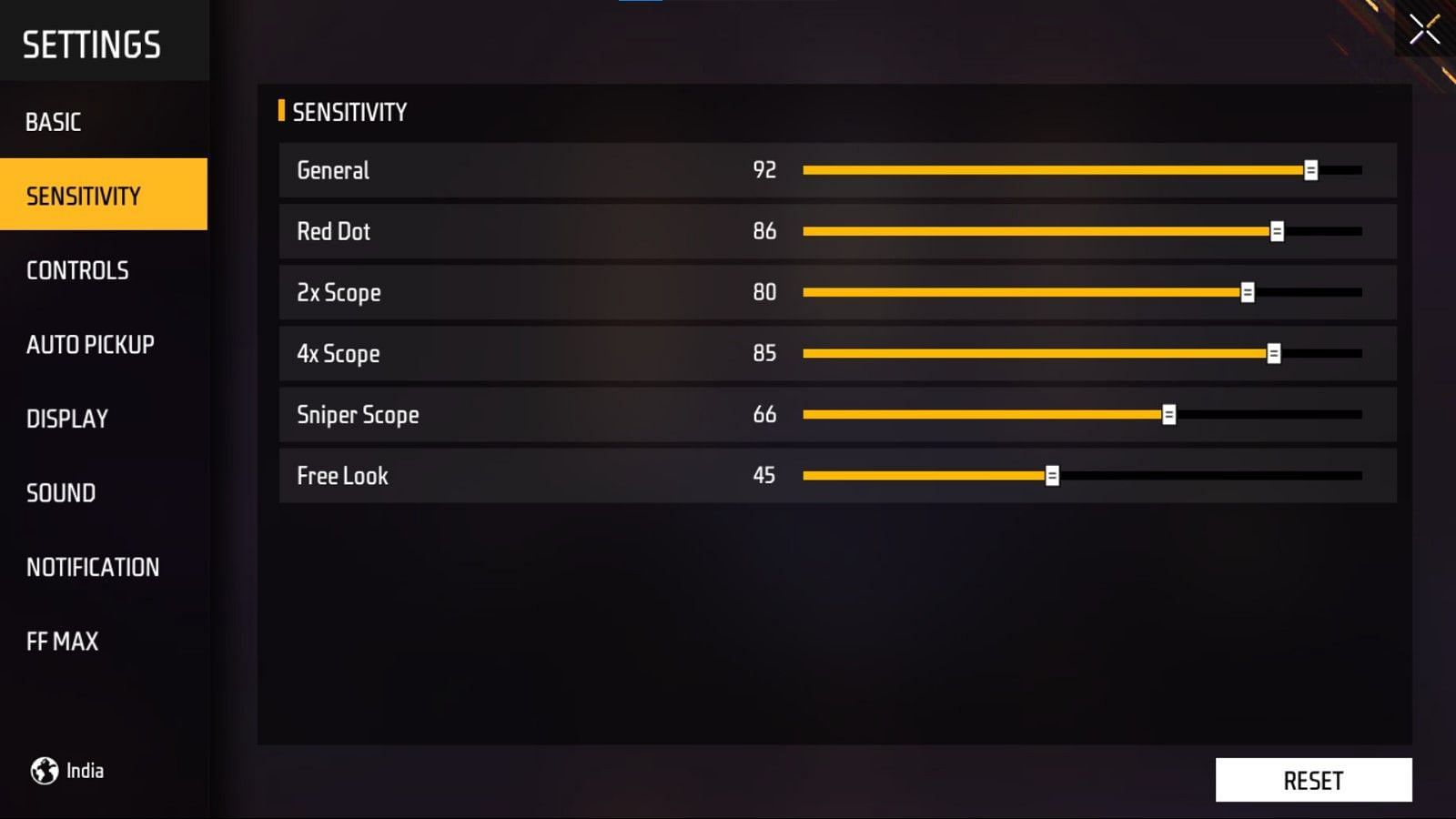 Sensitivity settings are more effective with average level devices (Image via Garena)
