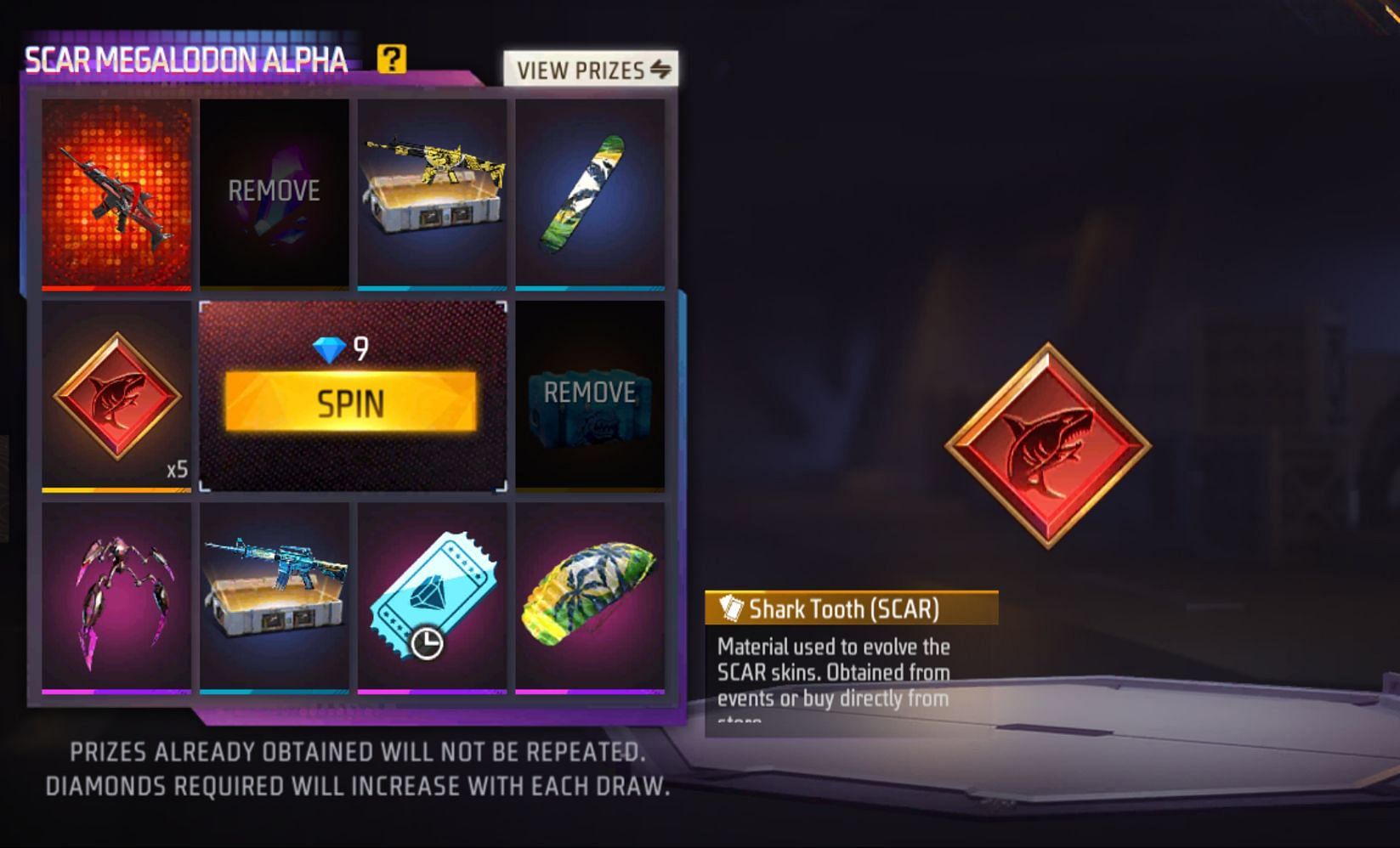 Make spins to draw rewards (Image via Garena)