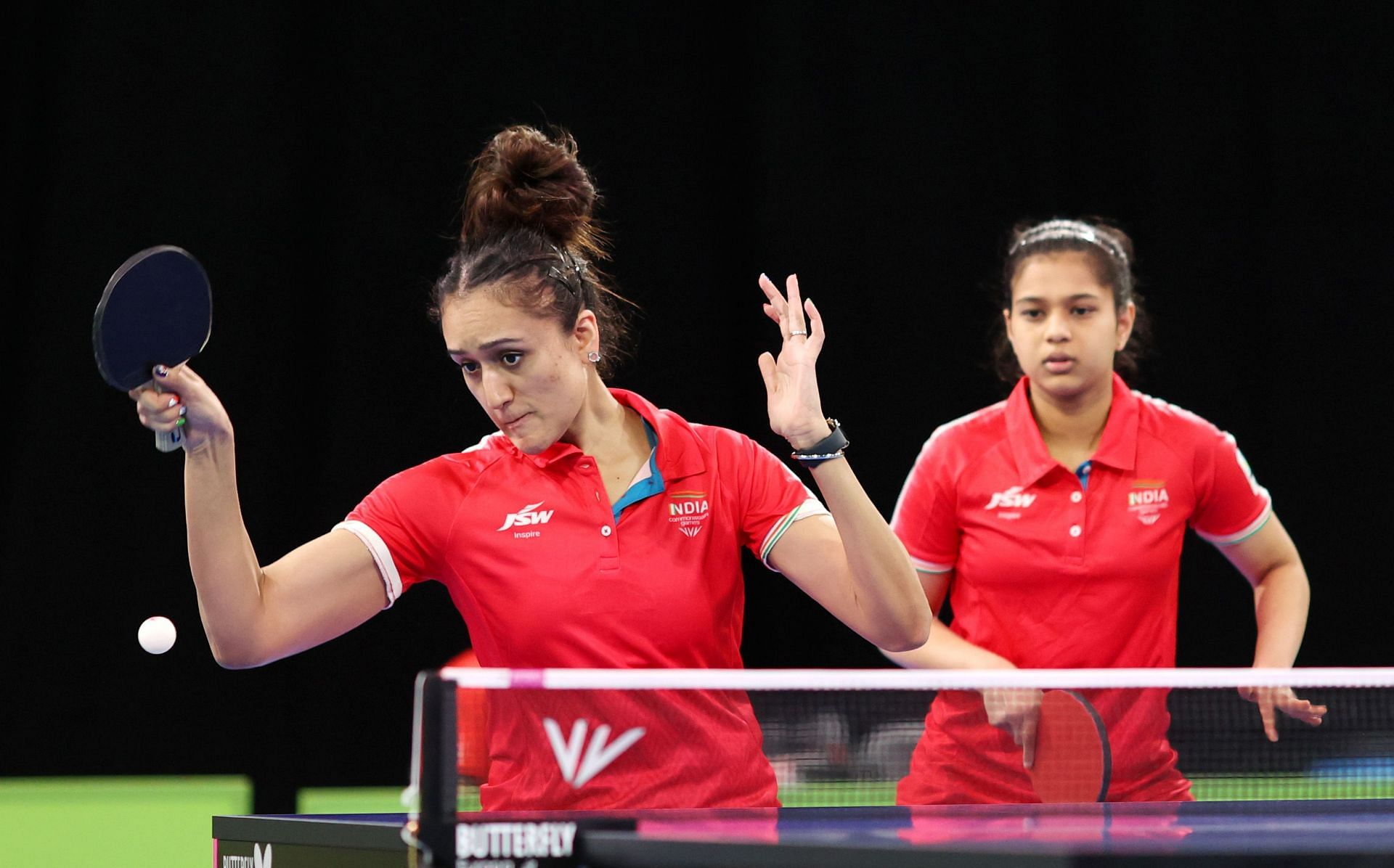 Indian table tennis players Manika Batra (left) and Diya Chitale at CWG 2022. (PC: Getty Images)