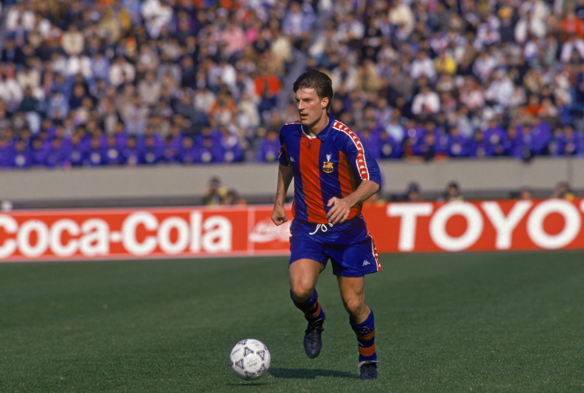 Danish footballer Michael Laudrup playing for the Catalan giants, early 1990s.