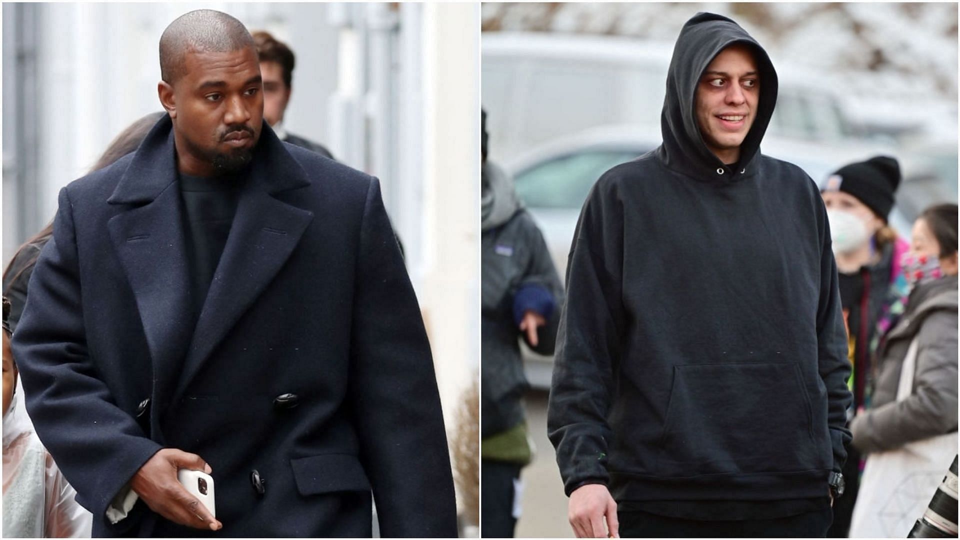 Kanye West and Pete Davidson (Image via Neil Mockford and James Devaney/Getty Images)