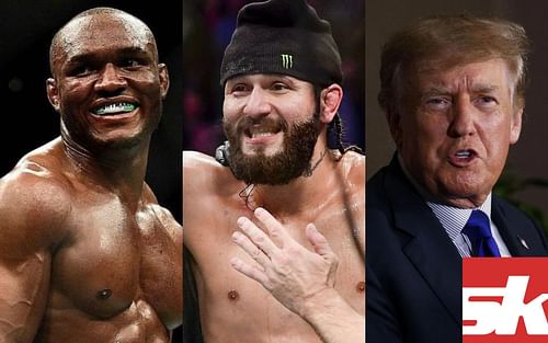 L-R: Kamaru Usman, Jorge Masvidal, and Donald Trump