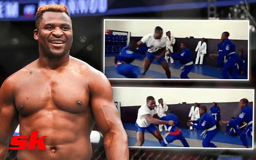 Francis Ngannou (L), Right images via @TheArtOfWar6 on Twitter