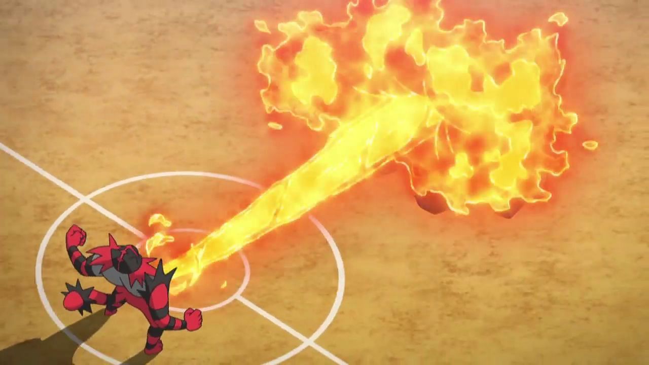 Incineroar using Blast Burn in the anime (Image via The Pokemon Company)
