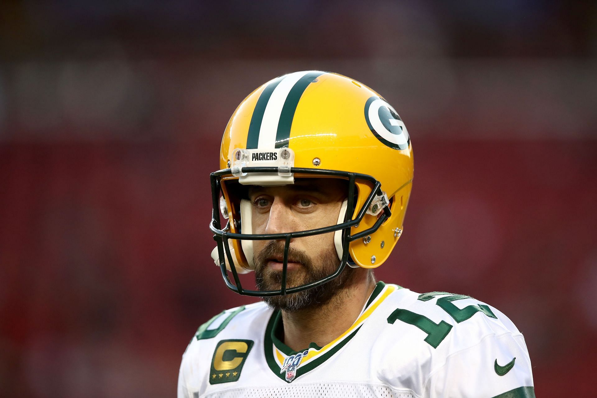 Aaron Rodgers at a Green Bay Packers v San Francisco 49ers game