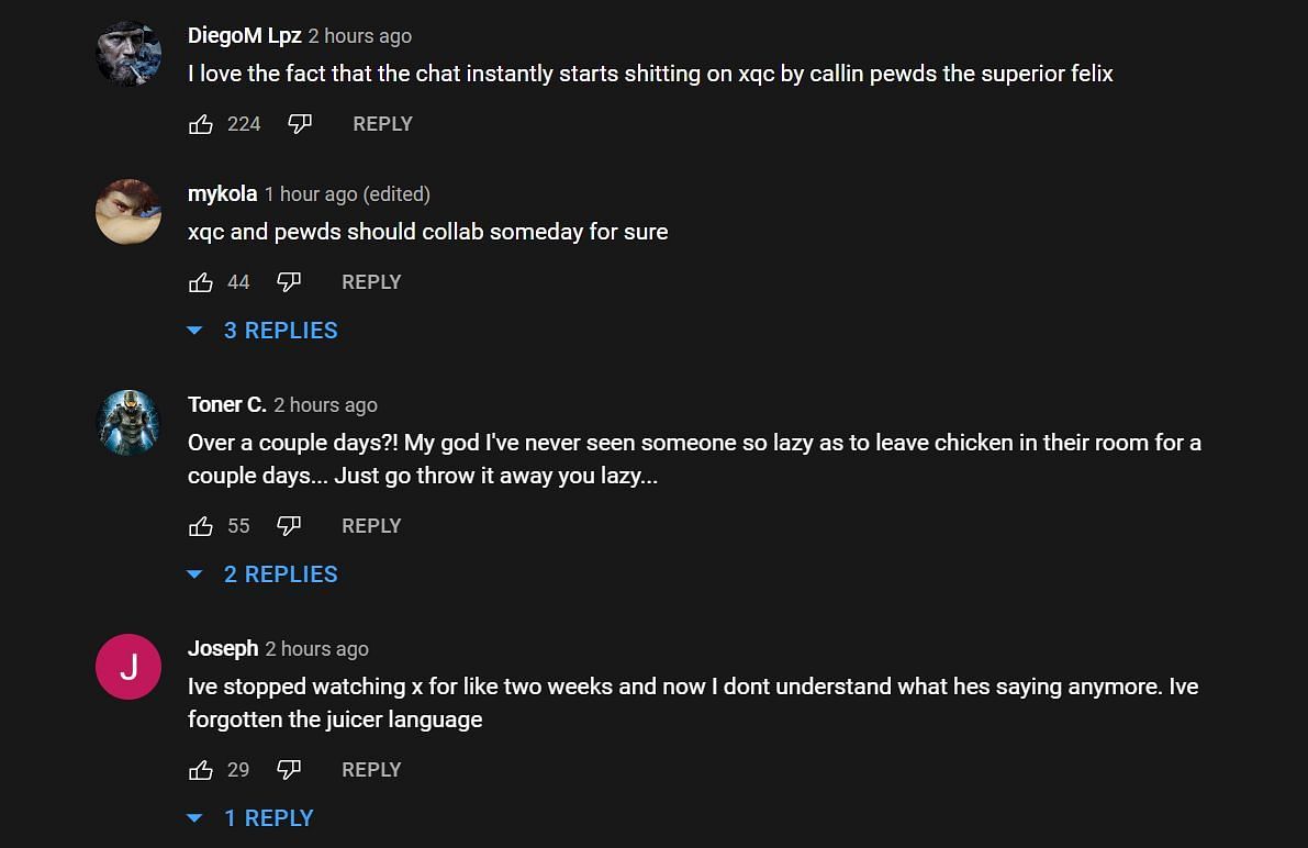 Fans giving their opinion on the clip (Image via xQc Clips/YouTube)