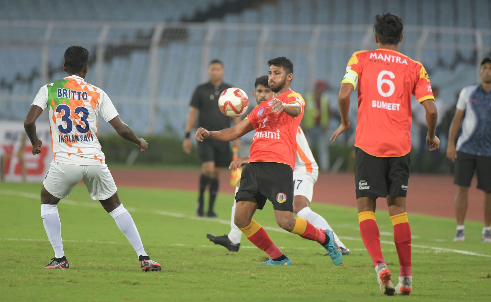 Emami East Bengal FC&#039;s Aniket Jadhav in action against Indian Navy FT in the 2022 Durand Cup. (Image Courtesy: Durand Cup)