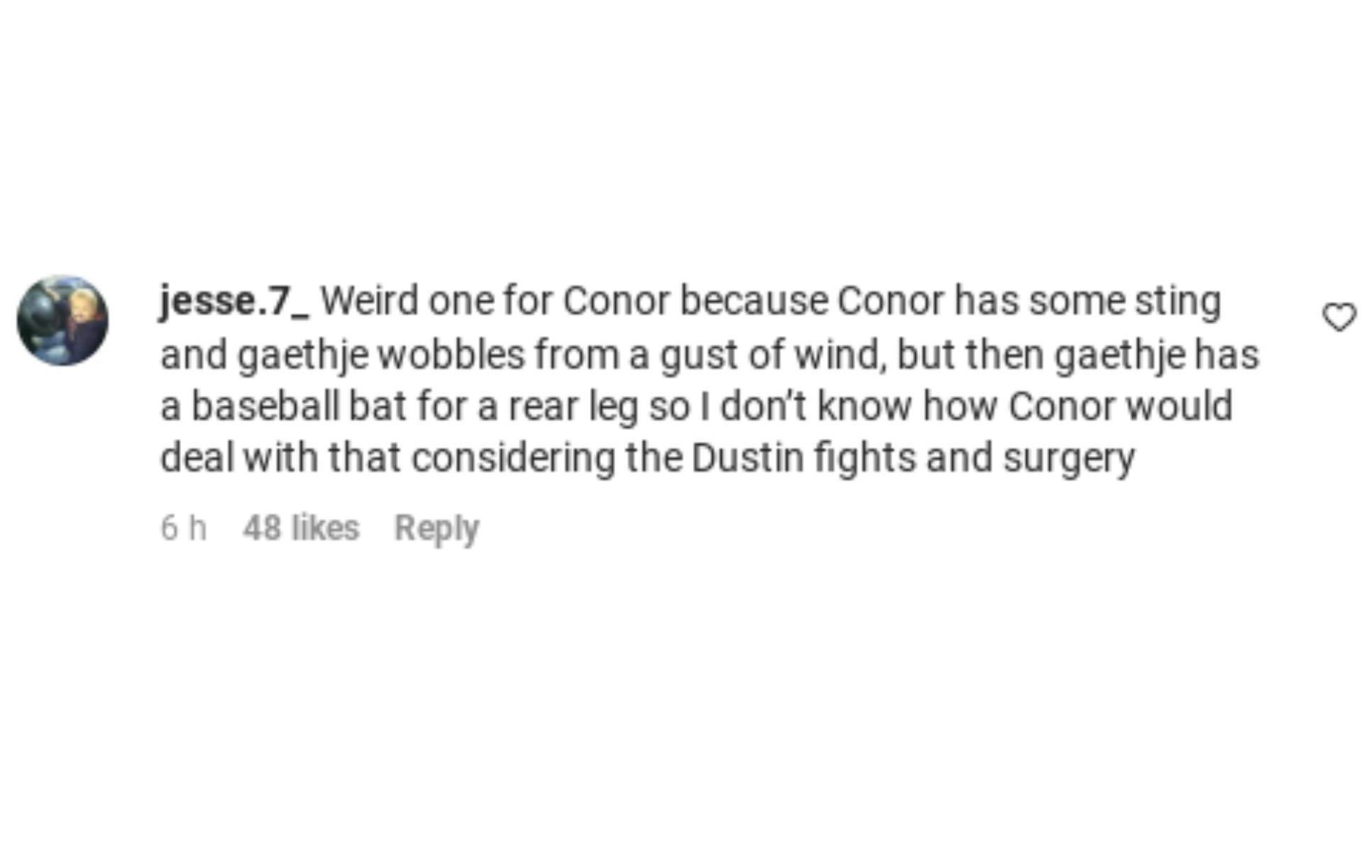 Another fan concerned about the impact of McGregor&#039;s surgery