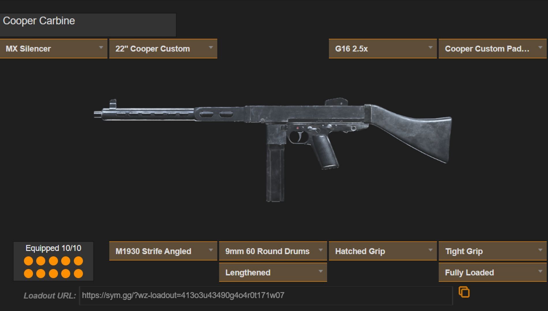 Call of Duty Warzone Cooper Carbine Loadout (Image via sym.gg)