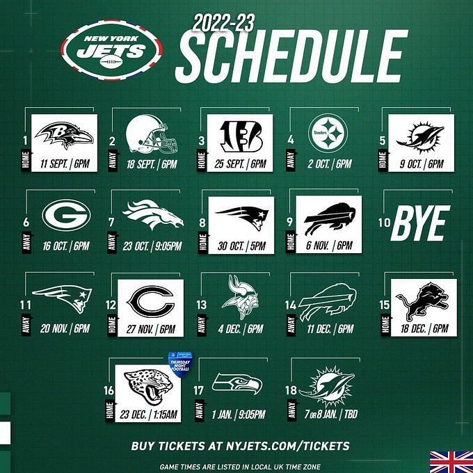 Jets schedule 2022: Dates & times for all 17 games, strength of schedule,  final record prediction
