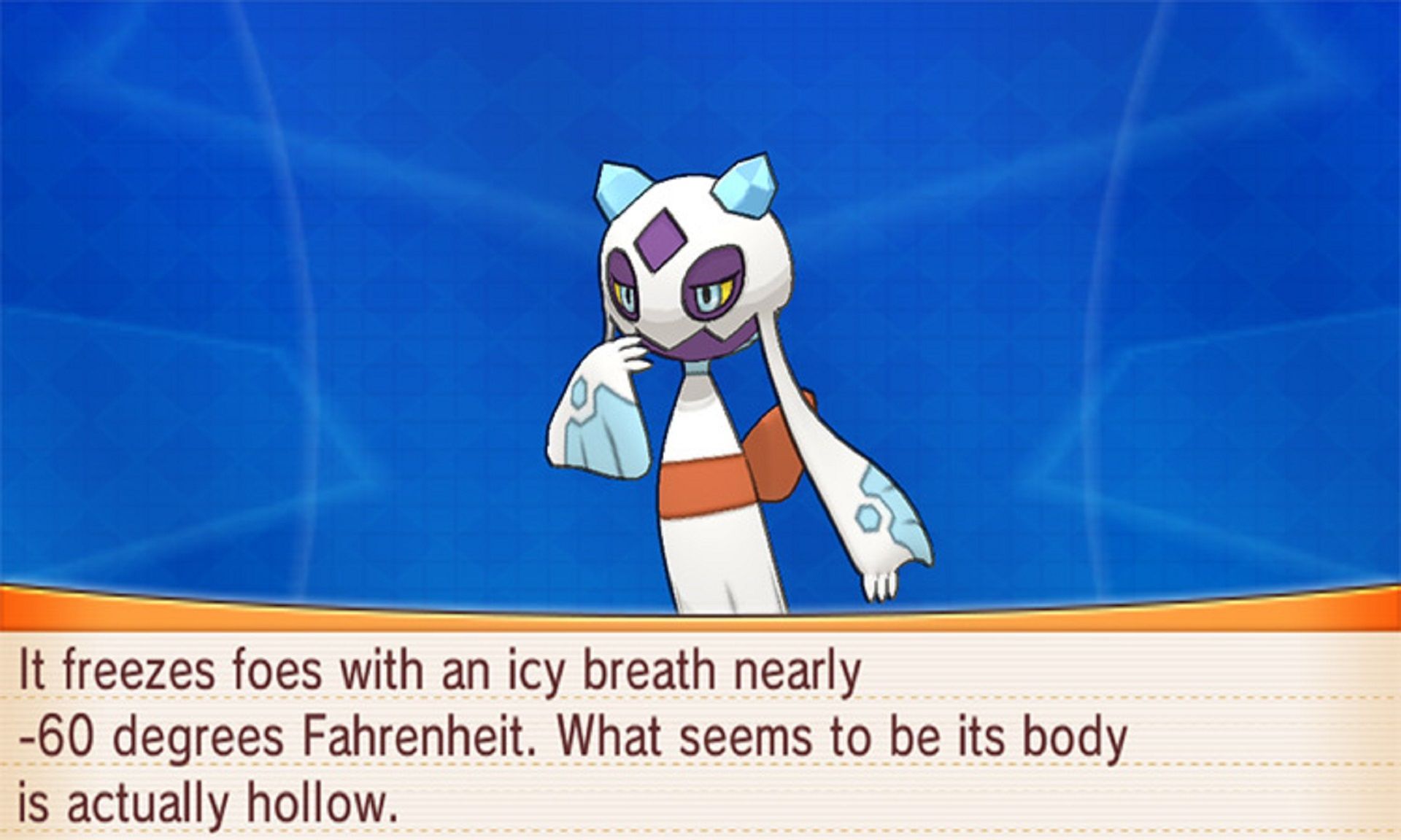 Froslass&#039; Pokedex entry in Omega Ruby and Alpha Sapphire (Image via Game Freak)