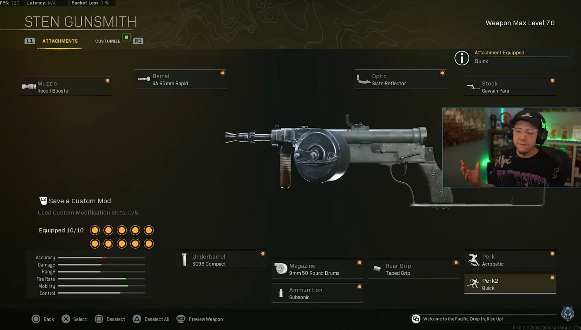 The Call of Duty Warzone Sten loadout (Image Via YouTube/WhosImmortal)