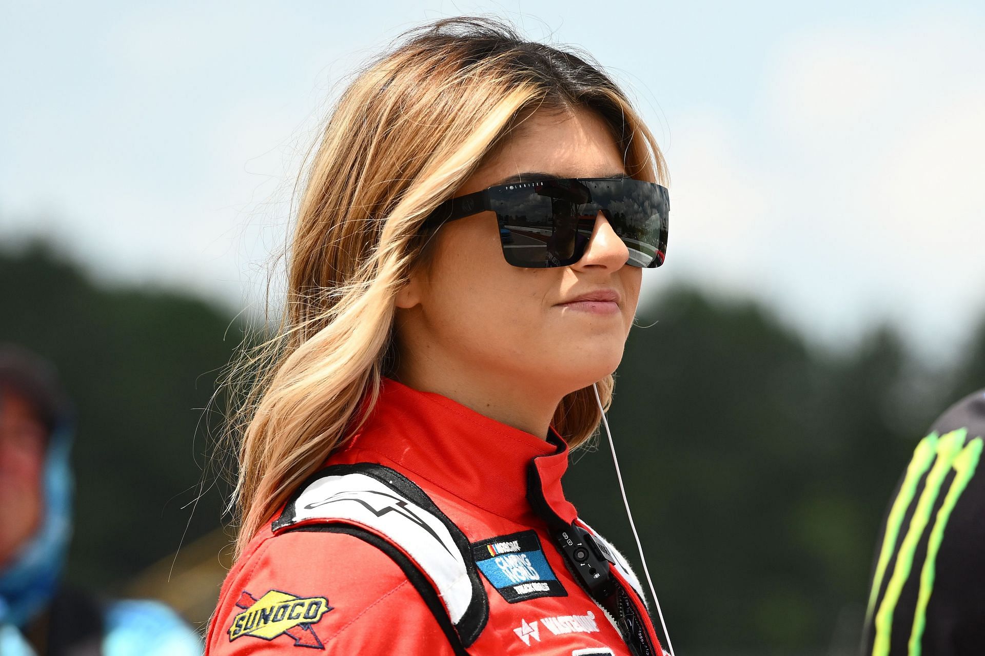 Hailie Deegan waits on the grid before the 2022 NASCAR Camping World Truck Series O&#039;Reilly Auto Parts 150 at Mid-Ohio Sports Car Course in Lexington, Ohio. (Photo by Ben Jackson/Getty Images)