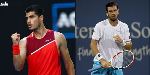 Carlos Alcaraz (L) and Cameron Norrie