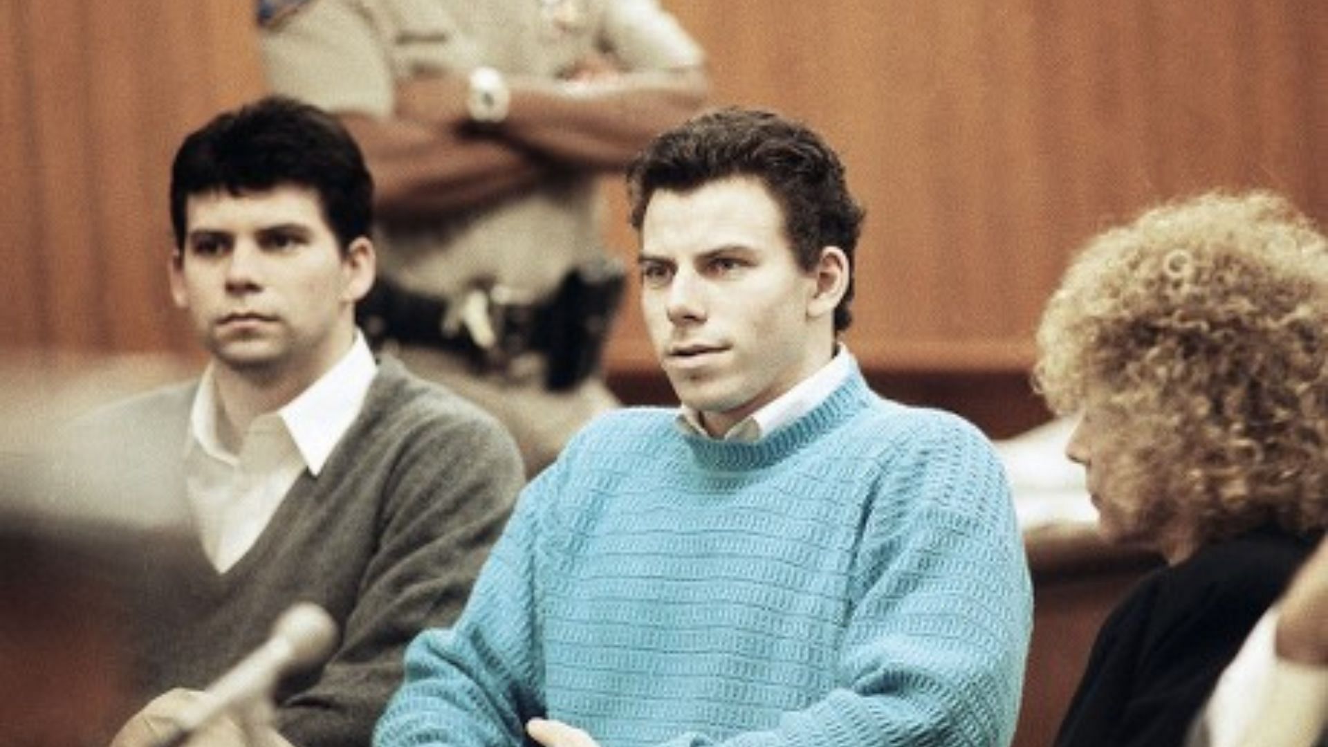 The Menendez Brothers, Erik and Lyle, during the murder trial in the early 90s (Image via Shutterstock)