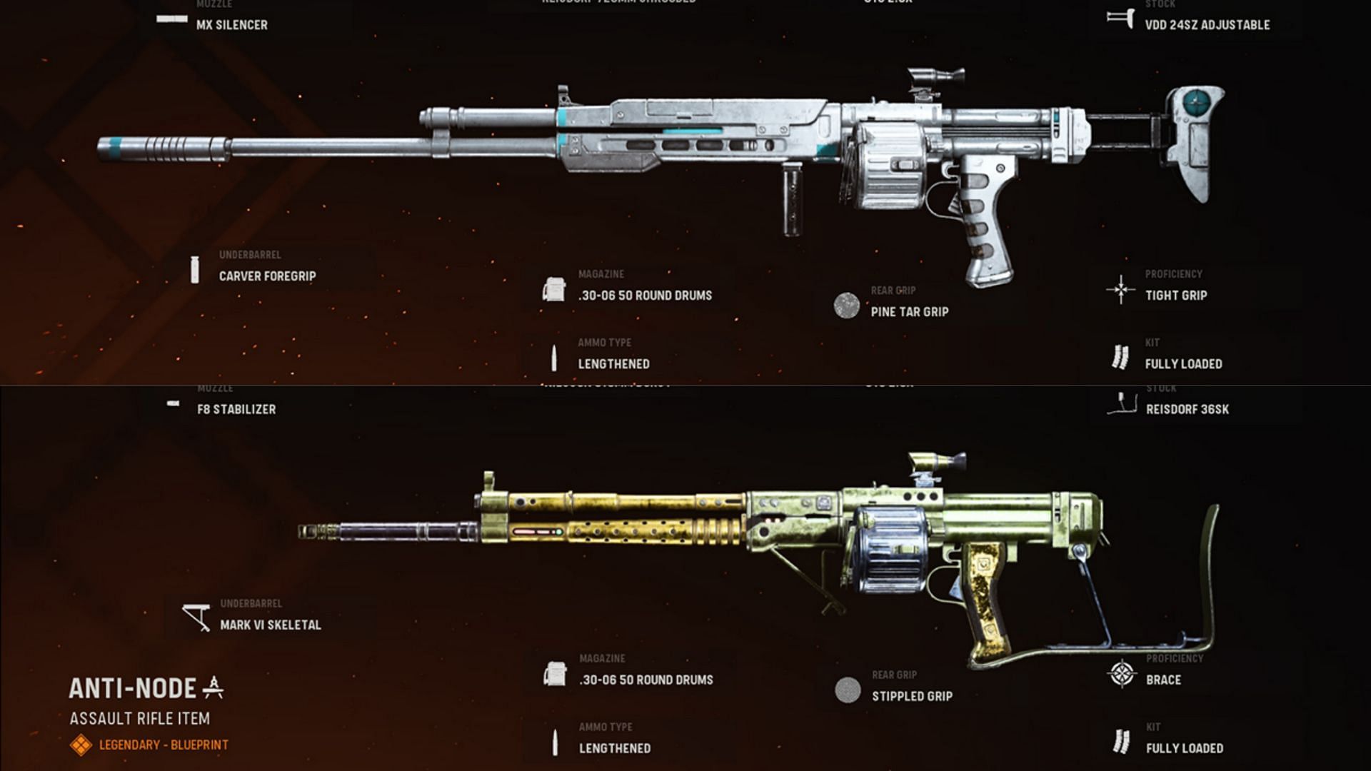 Some of the available blueprints for the KG M40 (Image via Activision)